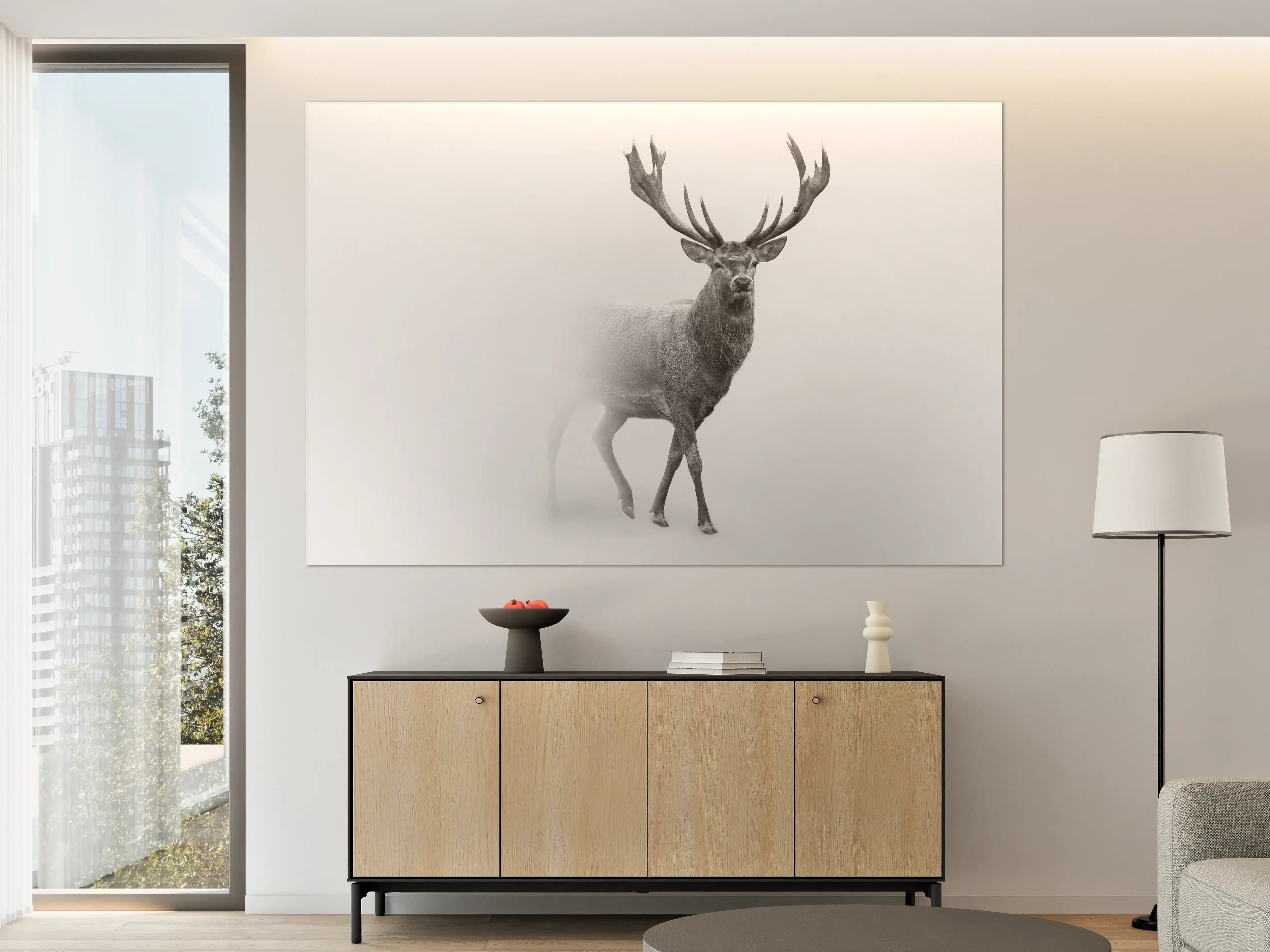 Große Wandbilder - Hirsch Graustufenbild