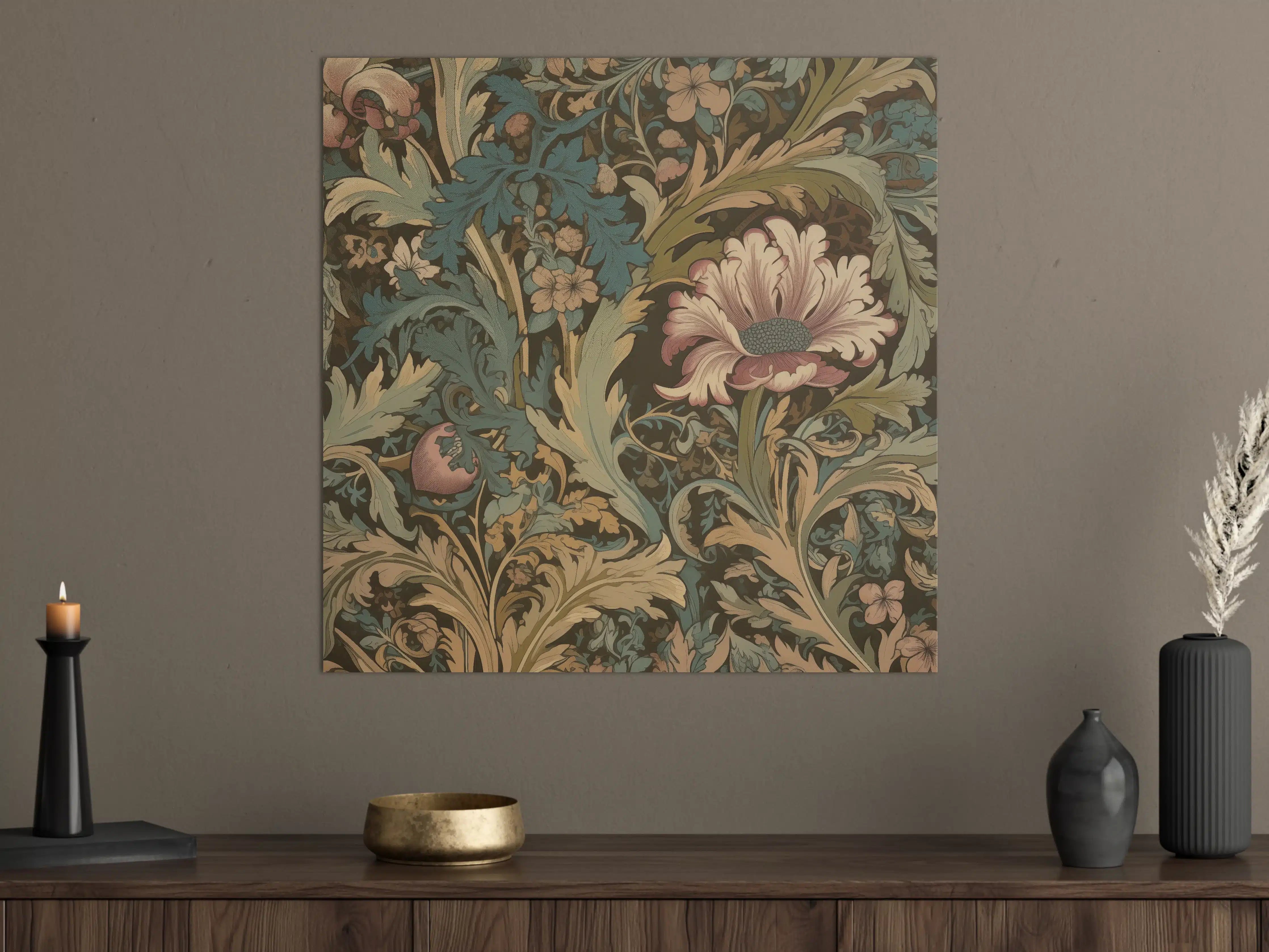 Große Wandbilder - Historische Blumenmuster mit warmen Farbtönen