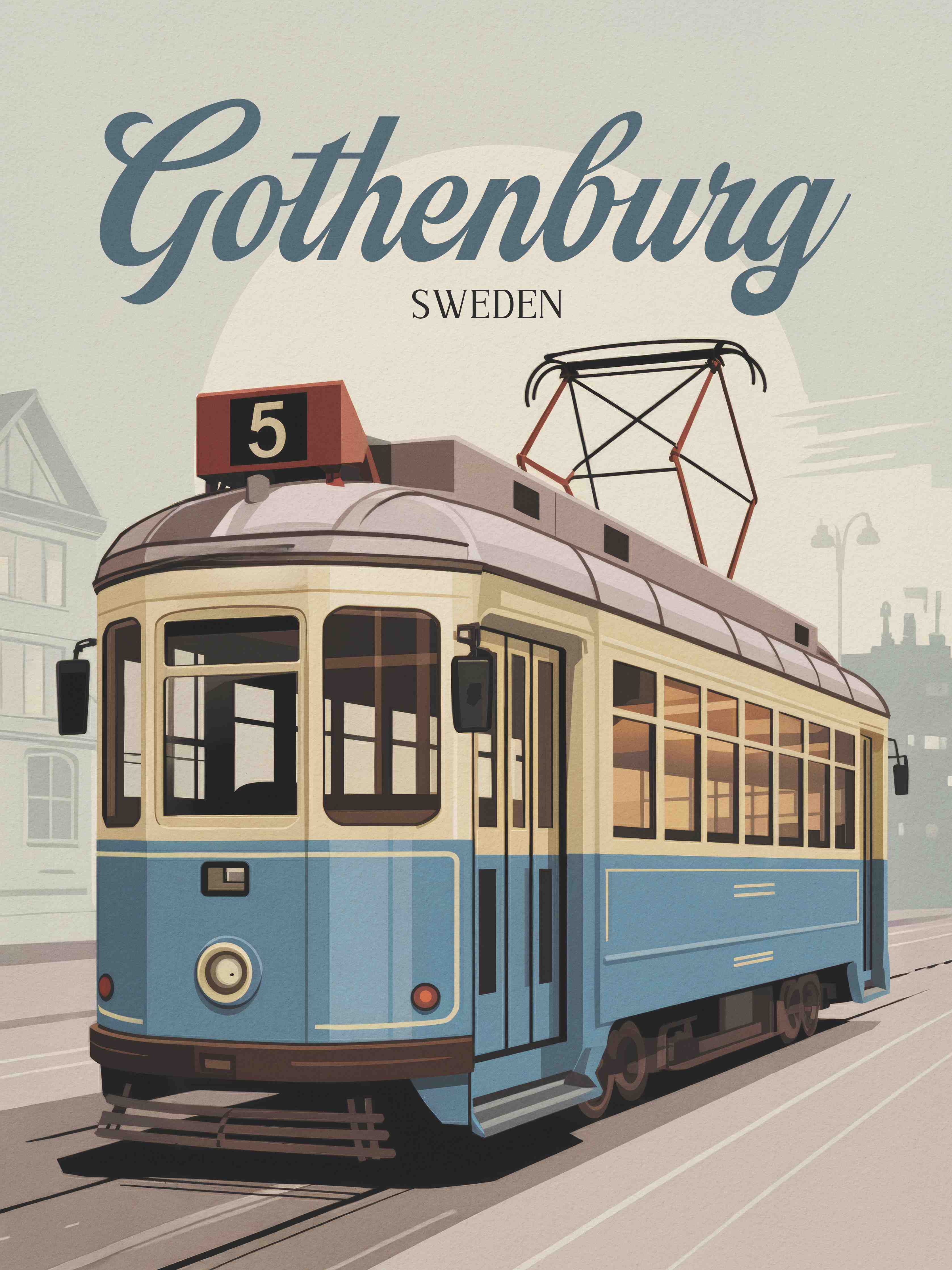 Große Wandbilder-Historischer Tram in Göteborg