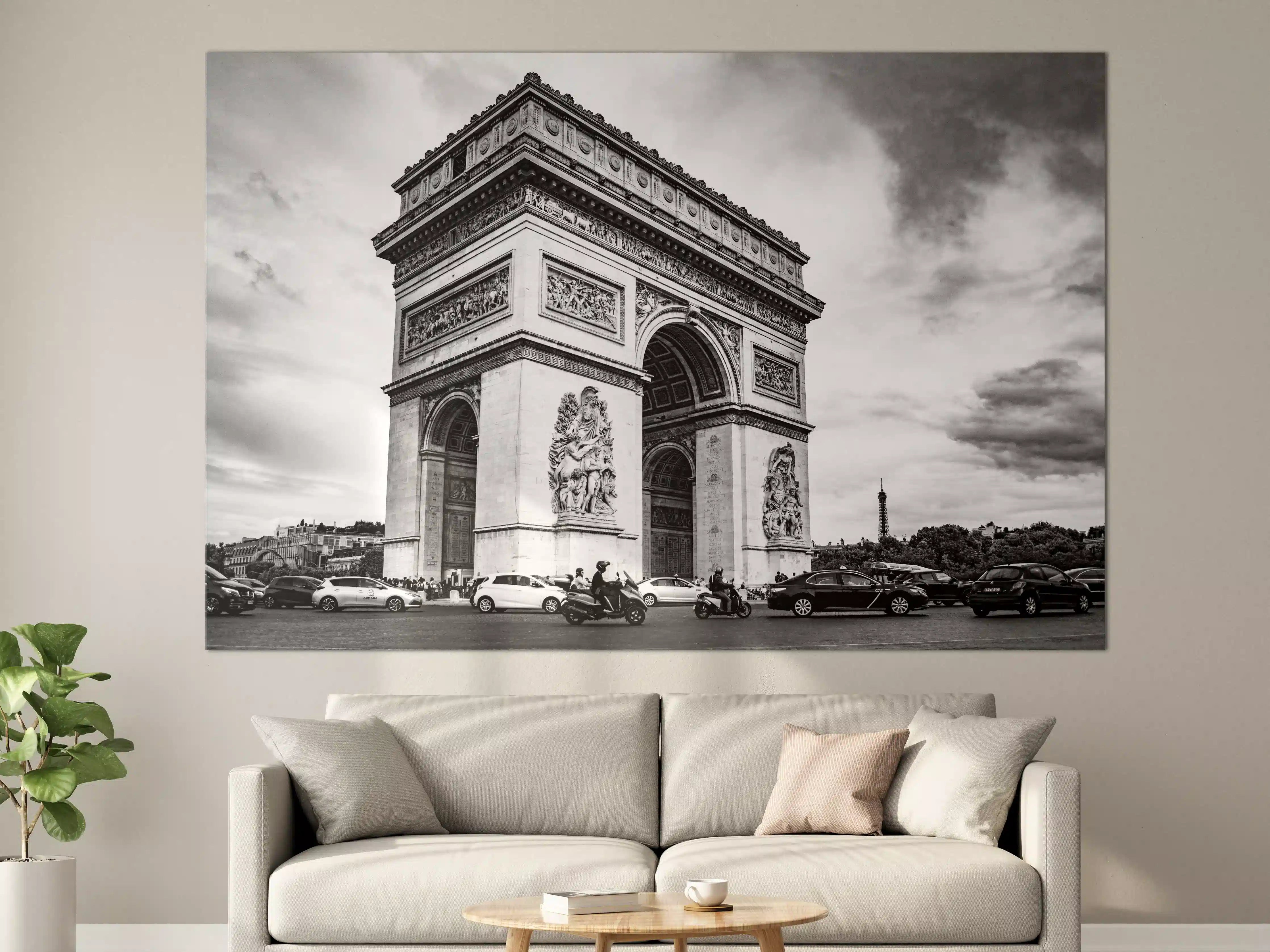 Große Wandbilder - Historisches Arc de Triomphe im Schwarz-Weiß