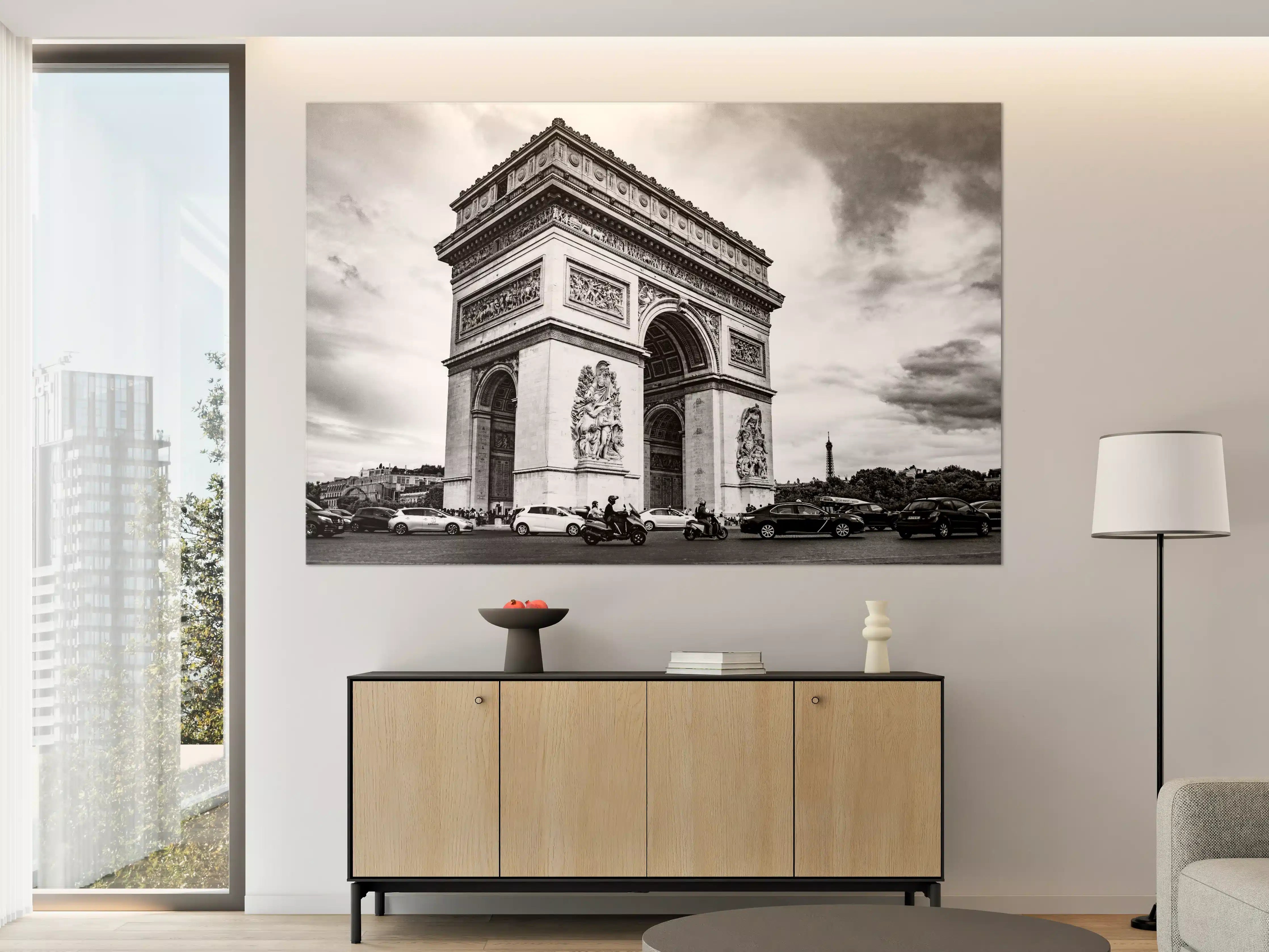 Große Wandbilder - Historisches Arc de Triomphe im Schwarz-Weiß