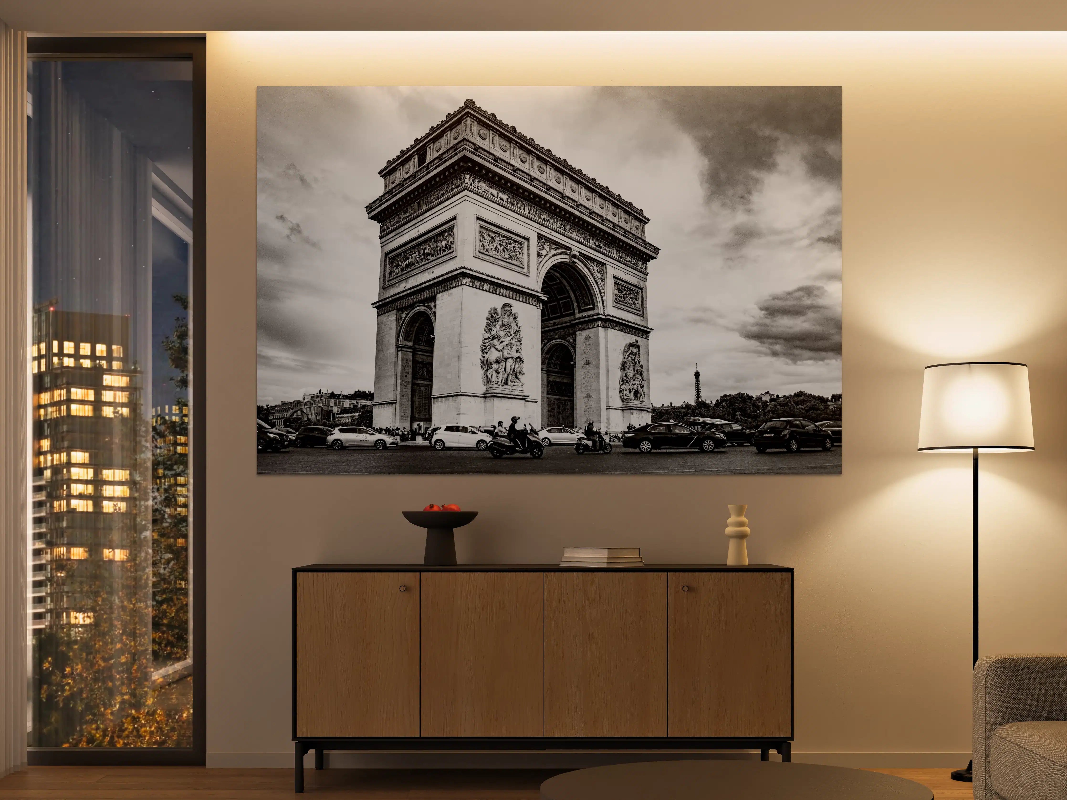 Große Wandbilder - Historisches Arc de Triomphe im Schwarz-Weiß