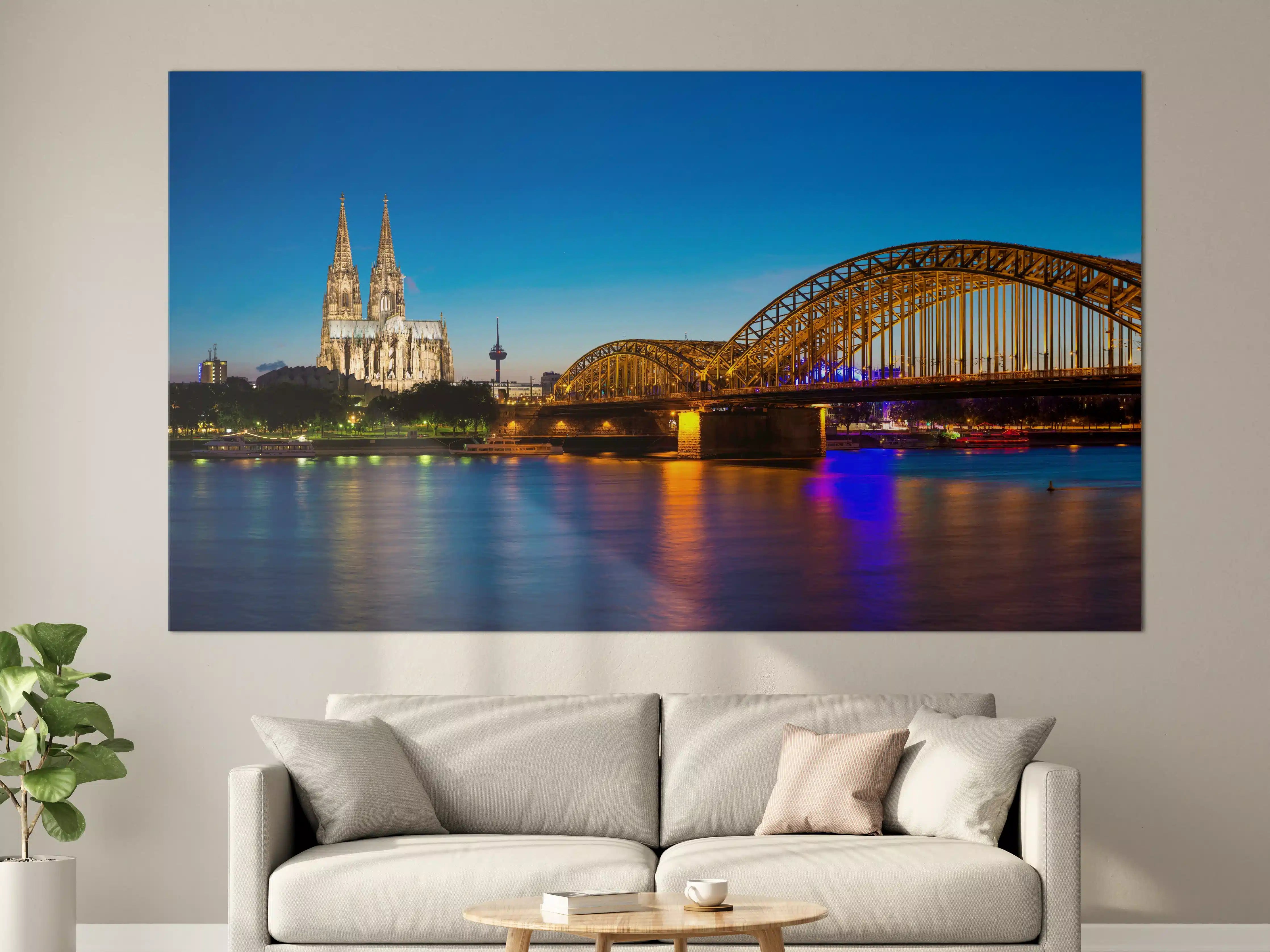 Große Wandbilder - Hohenzollern Brücke Köln in der Nacht
