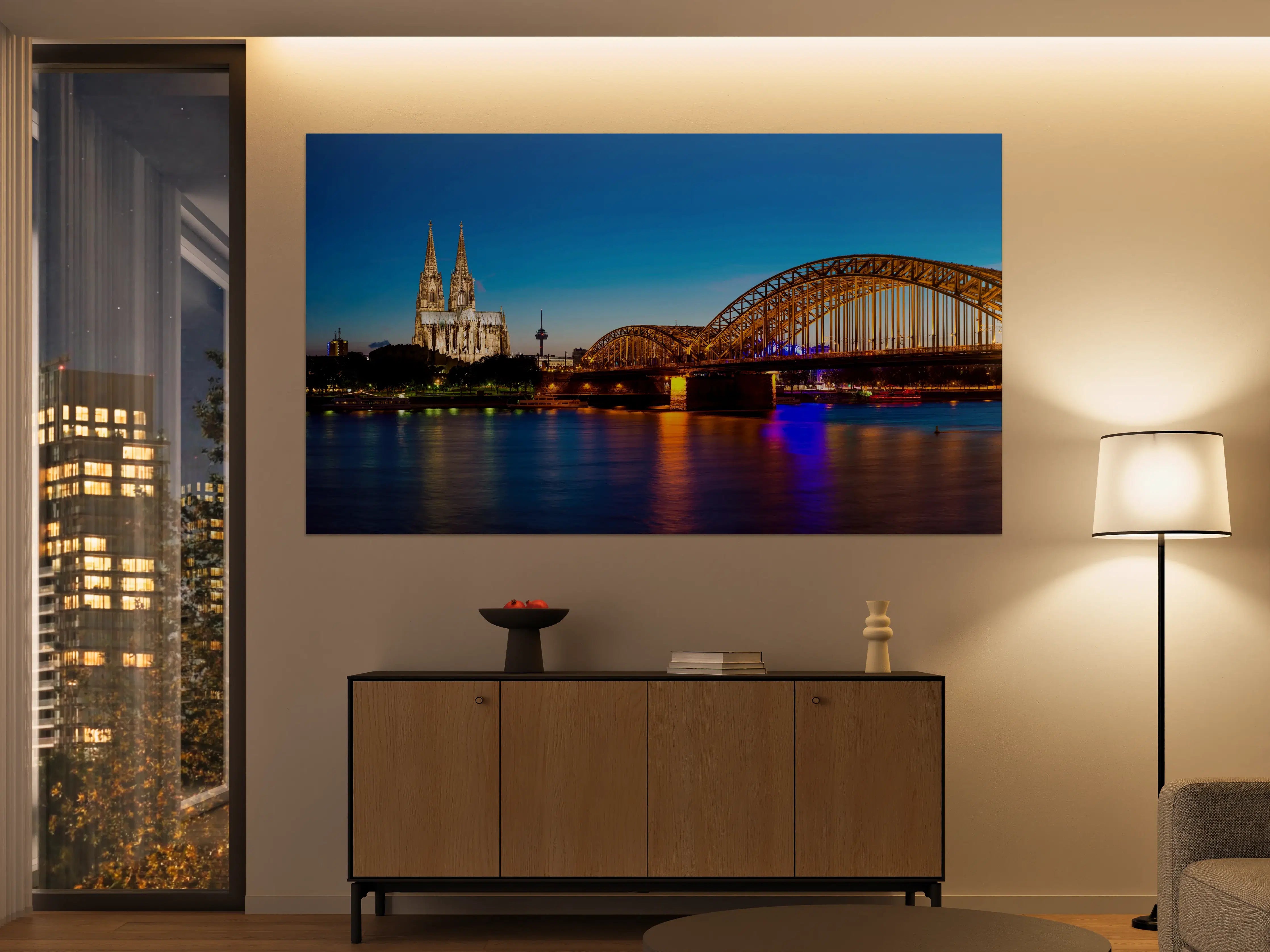 Große Wandbilder - Hohenzollern Brücke Köln in der Nacht
