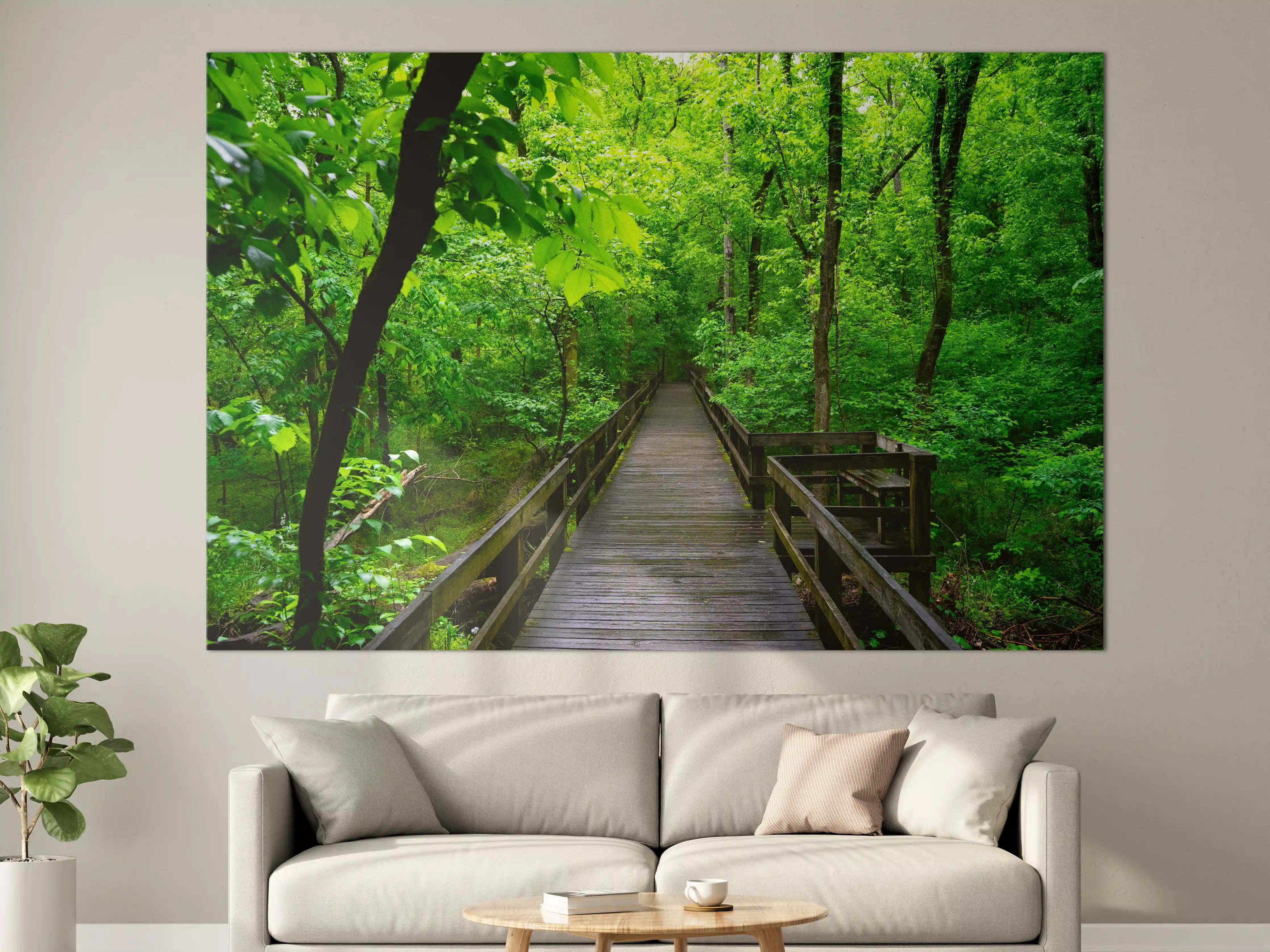 Große Wandbilder - Holzbrücke im Wald - Congaree Nationalpark
