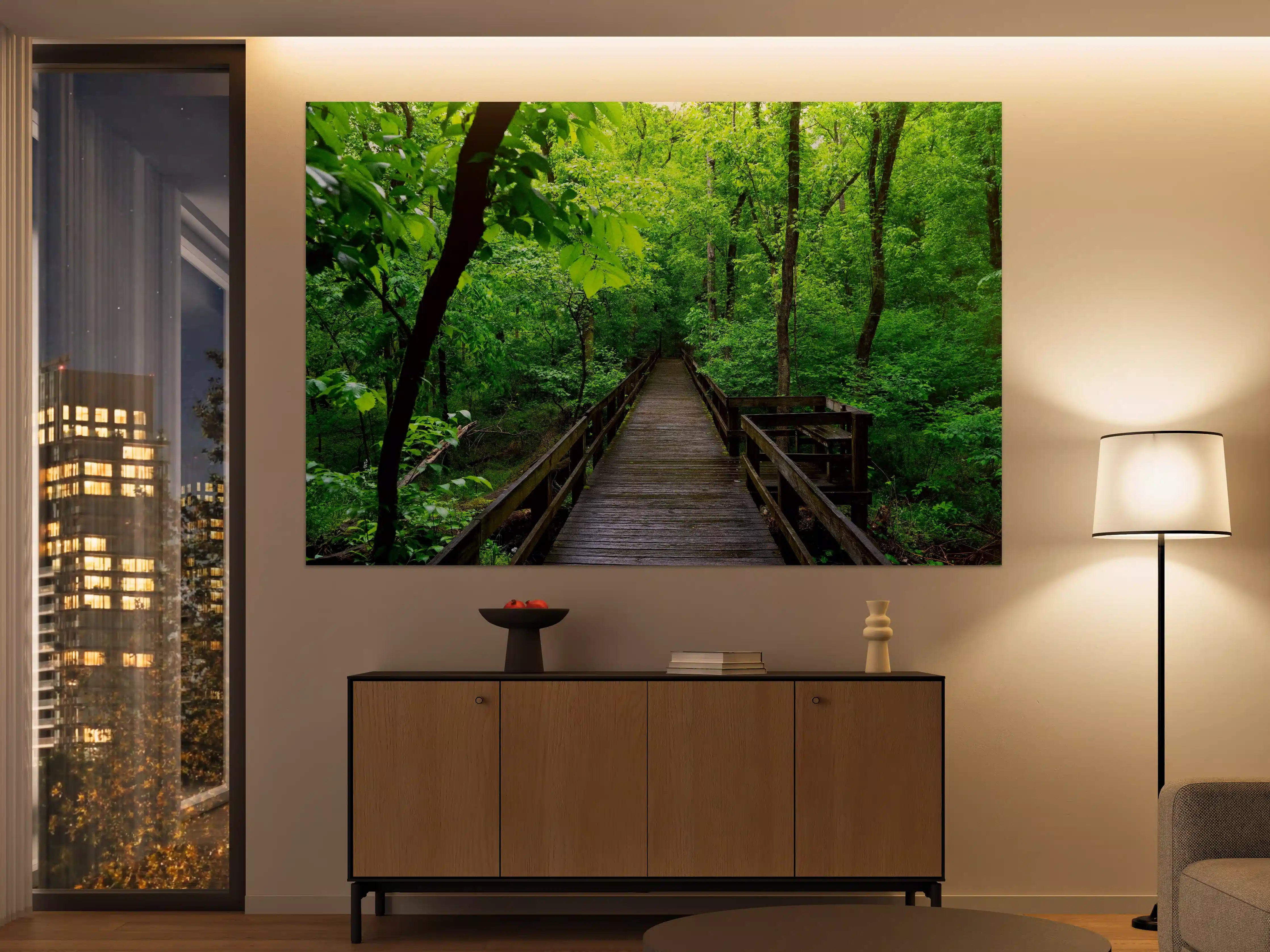 Große Wandbilder - Holzbrücke im Wald - Congaree Nationalpark
