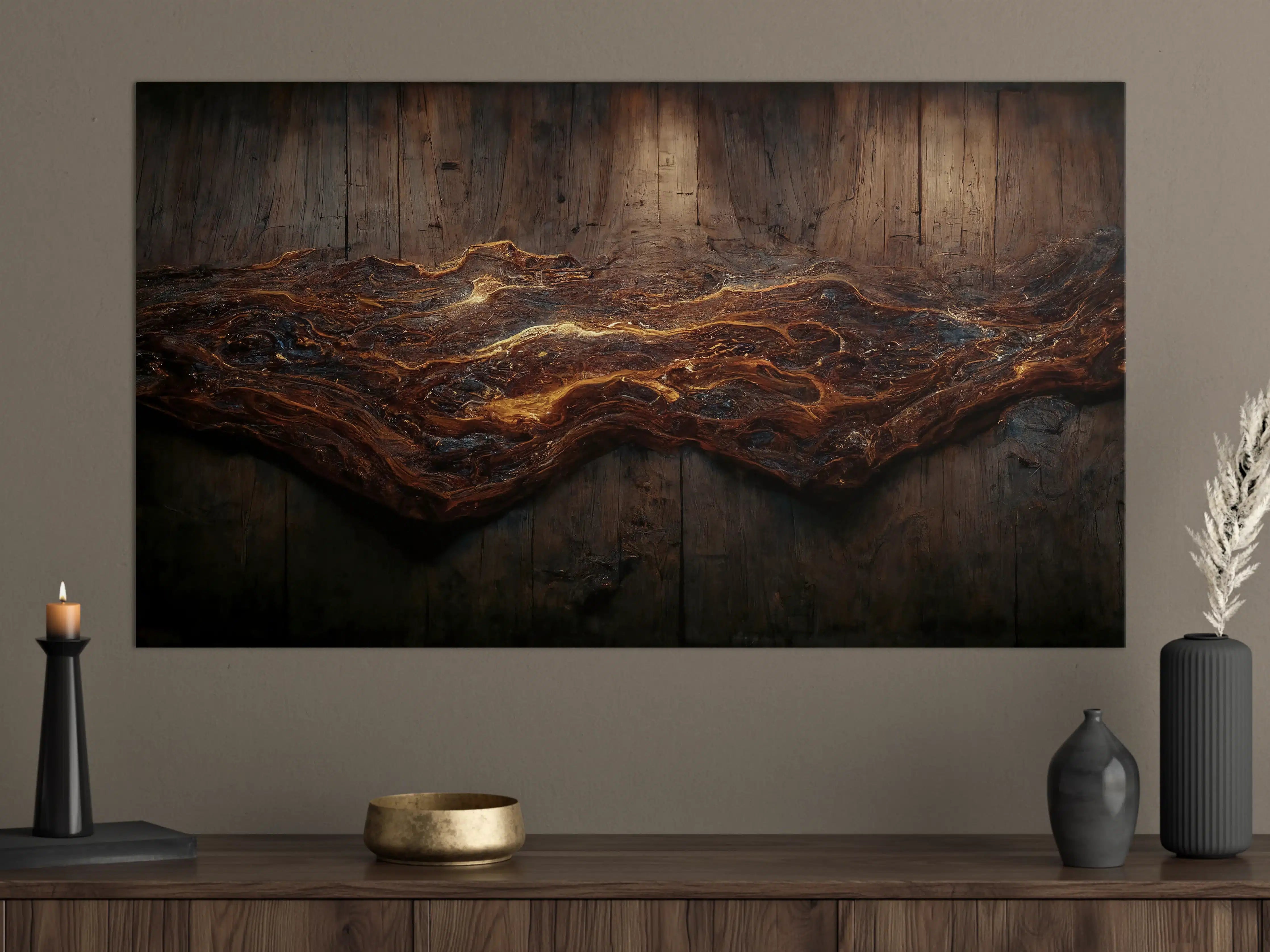 Große Wandbilder - Holzplatte mit blauem Epoxid