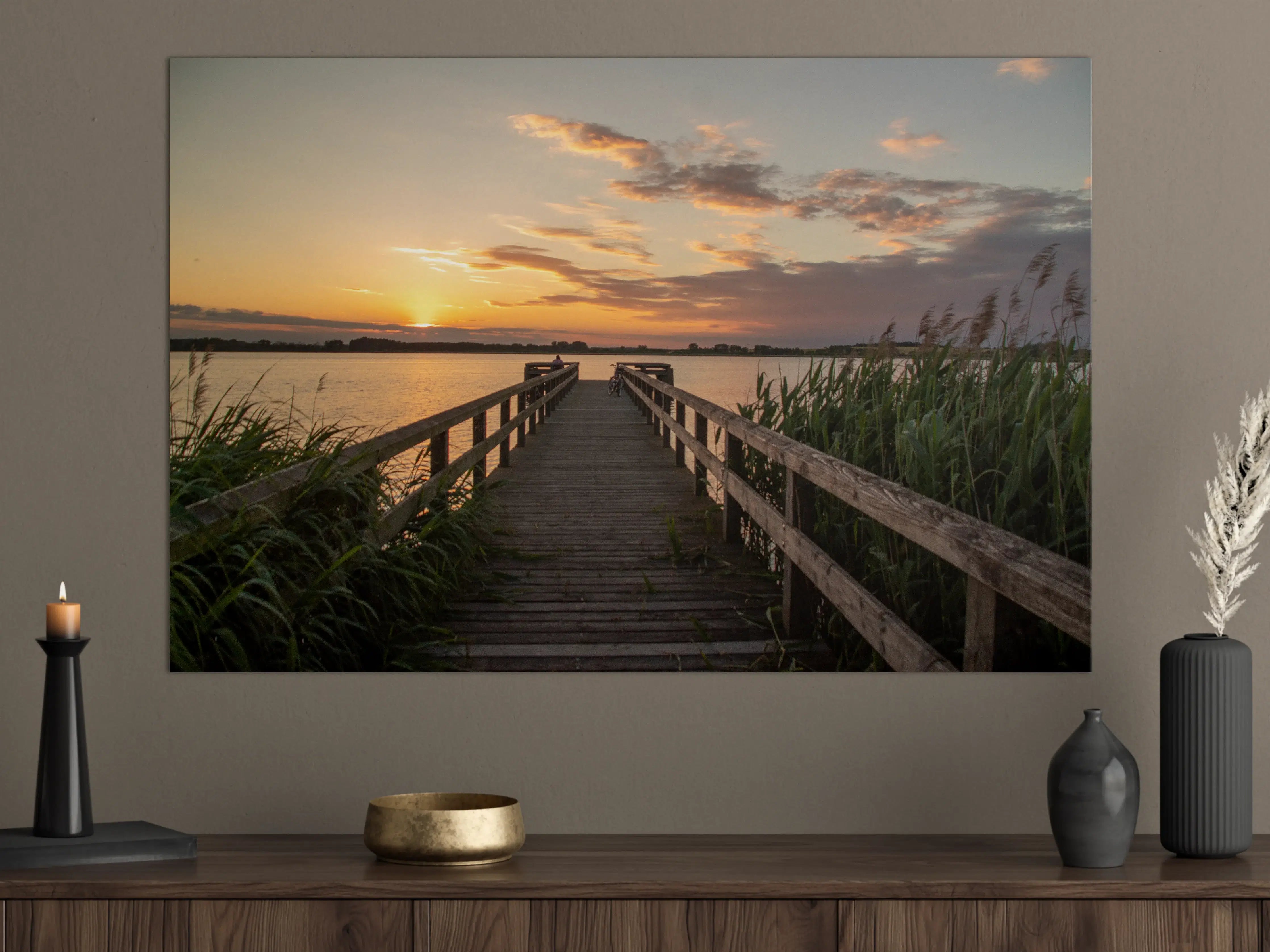 Große Wandbilder - Holzsteg am Abend - Teterower See