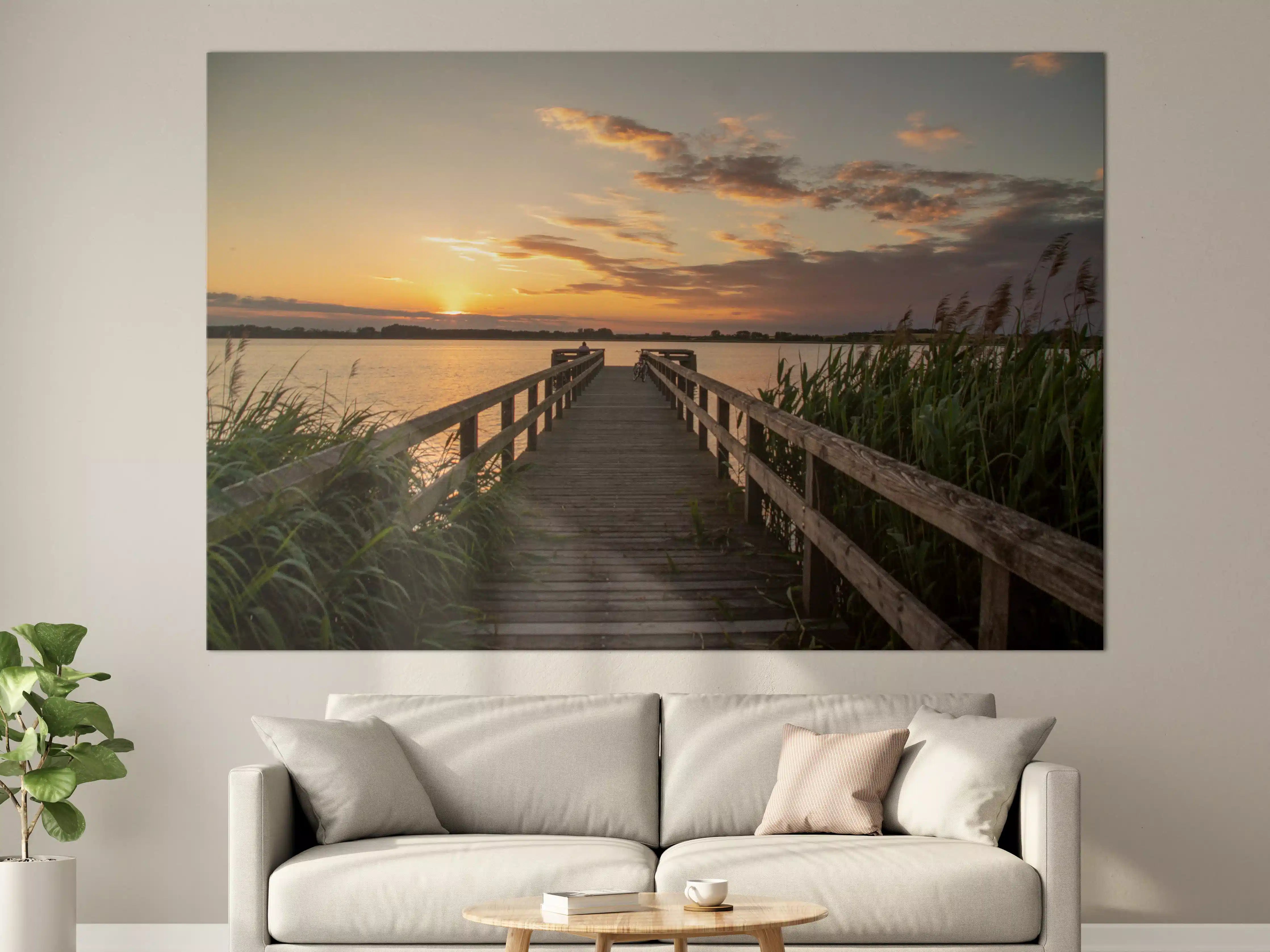 Große Wandbilder - Holzsteg am Abend - Teterower See