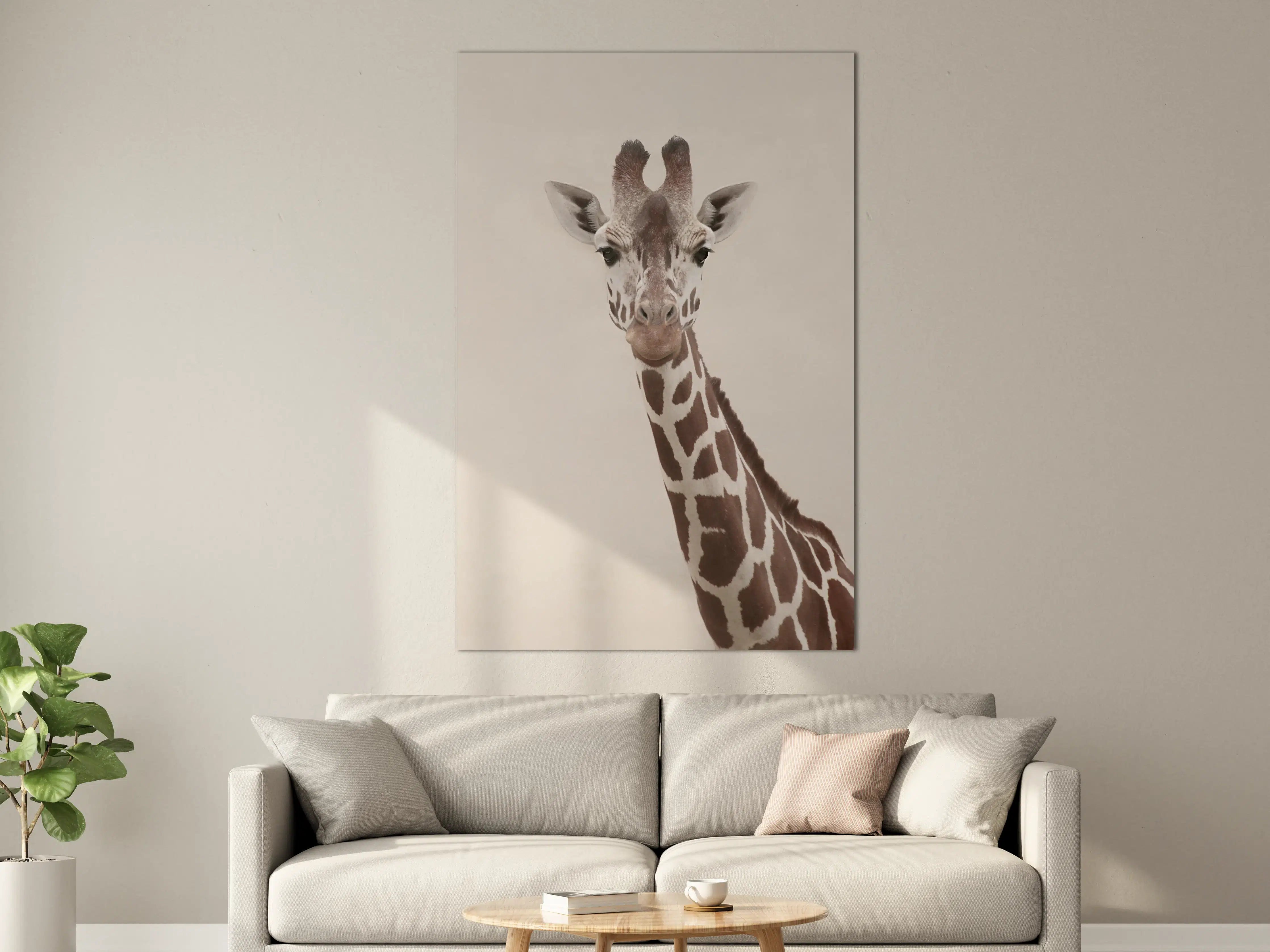 Große Wandbilder - Hübscher Giraffenblick in neutralen Tönen