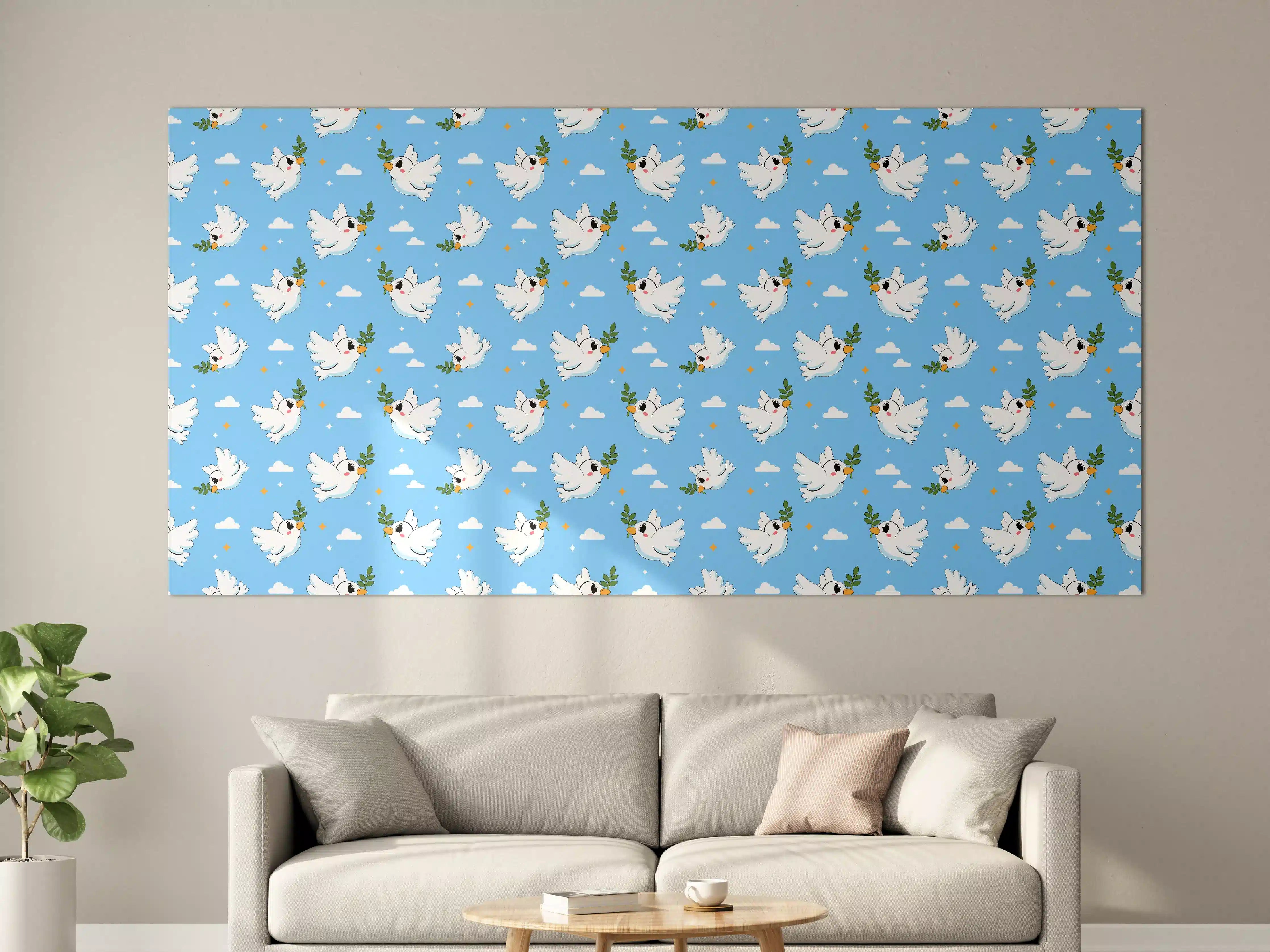 Große Wandbilder - Hübscher, verspielter Vogel-Print
