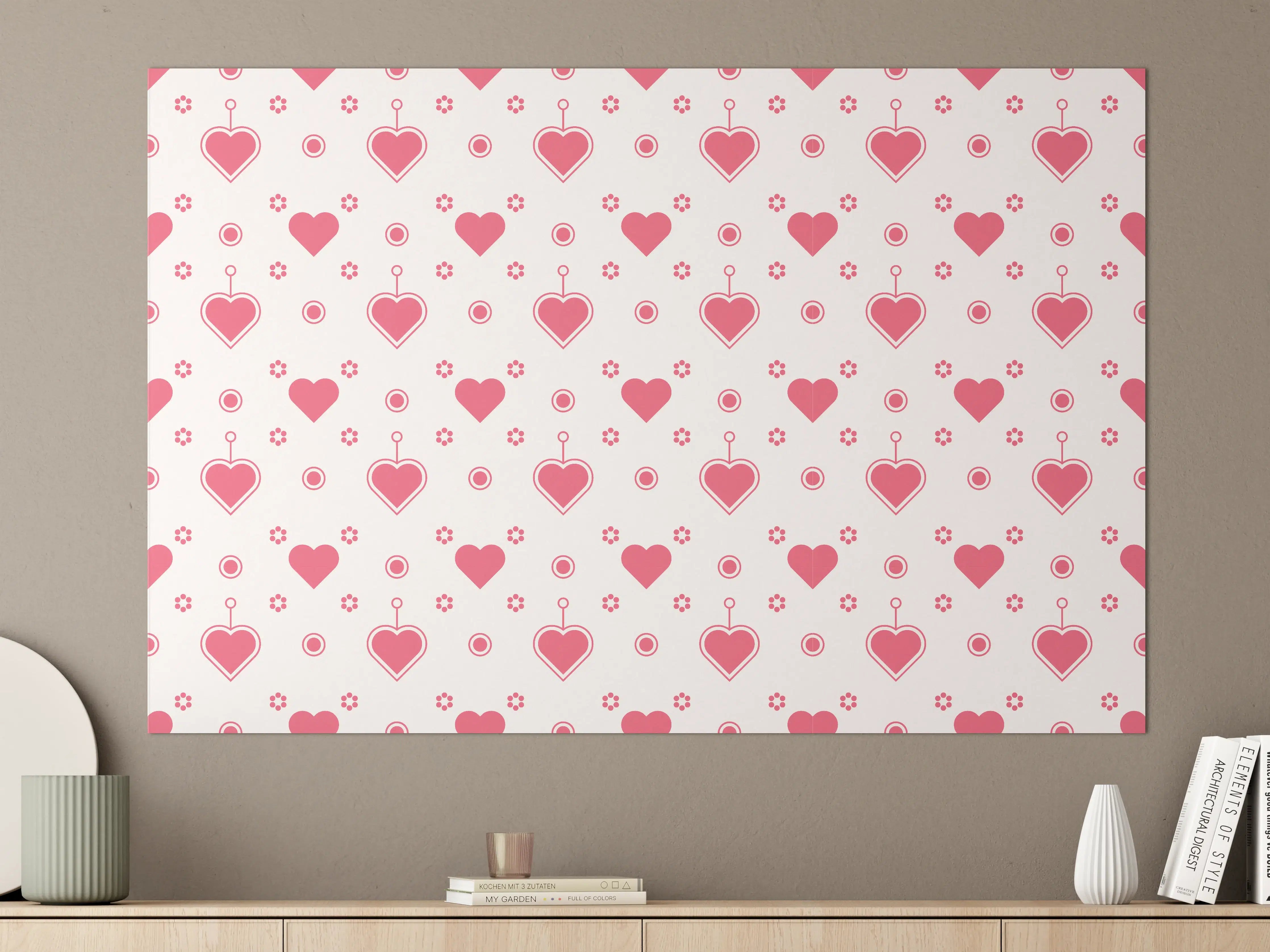 Große Wandbilder - Hübsches Herzmuster in Pink und Weiß