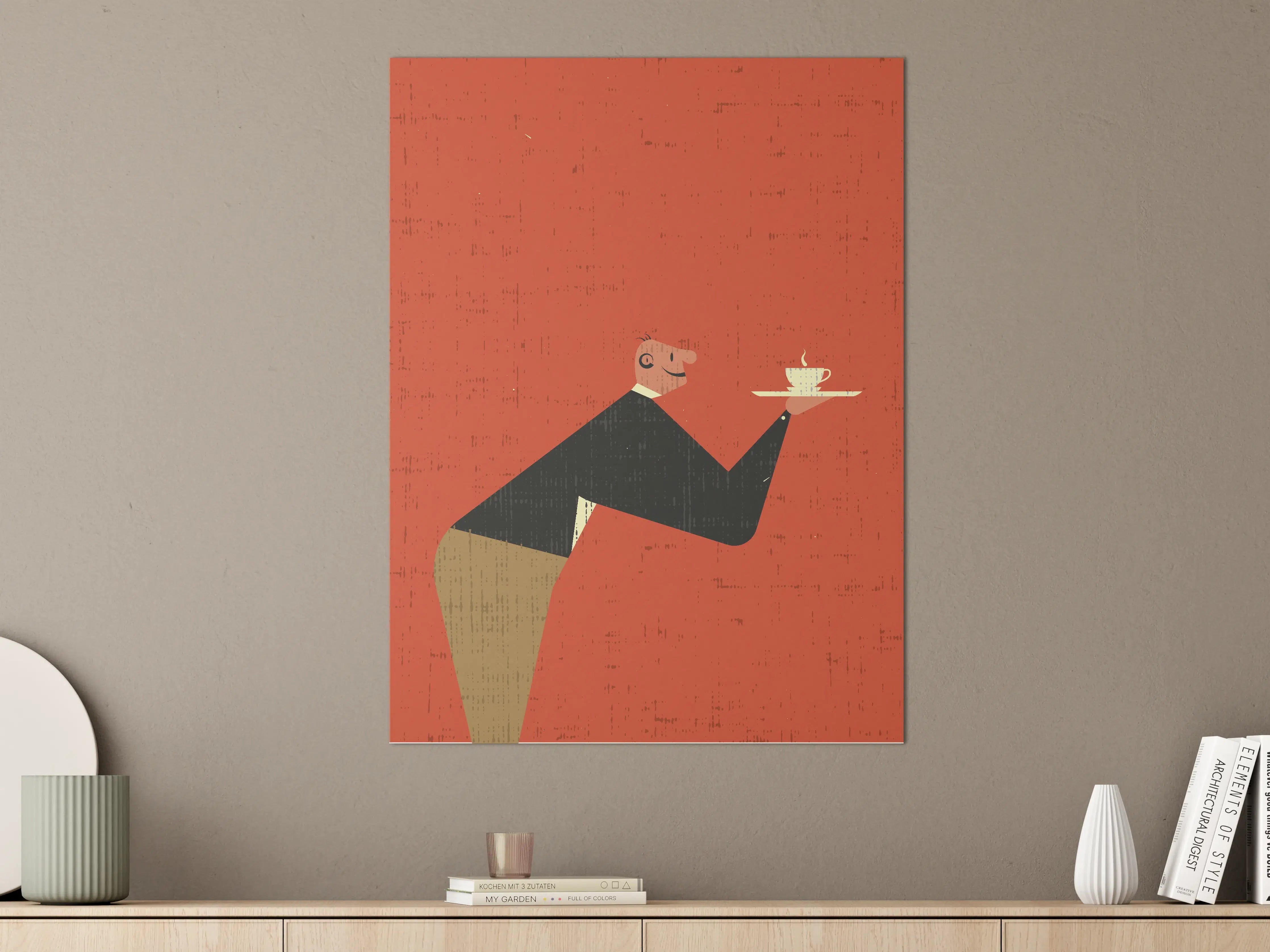 Große Wandbilder - Humorvolle Tierillustration mit Tee