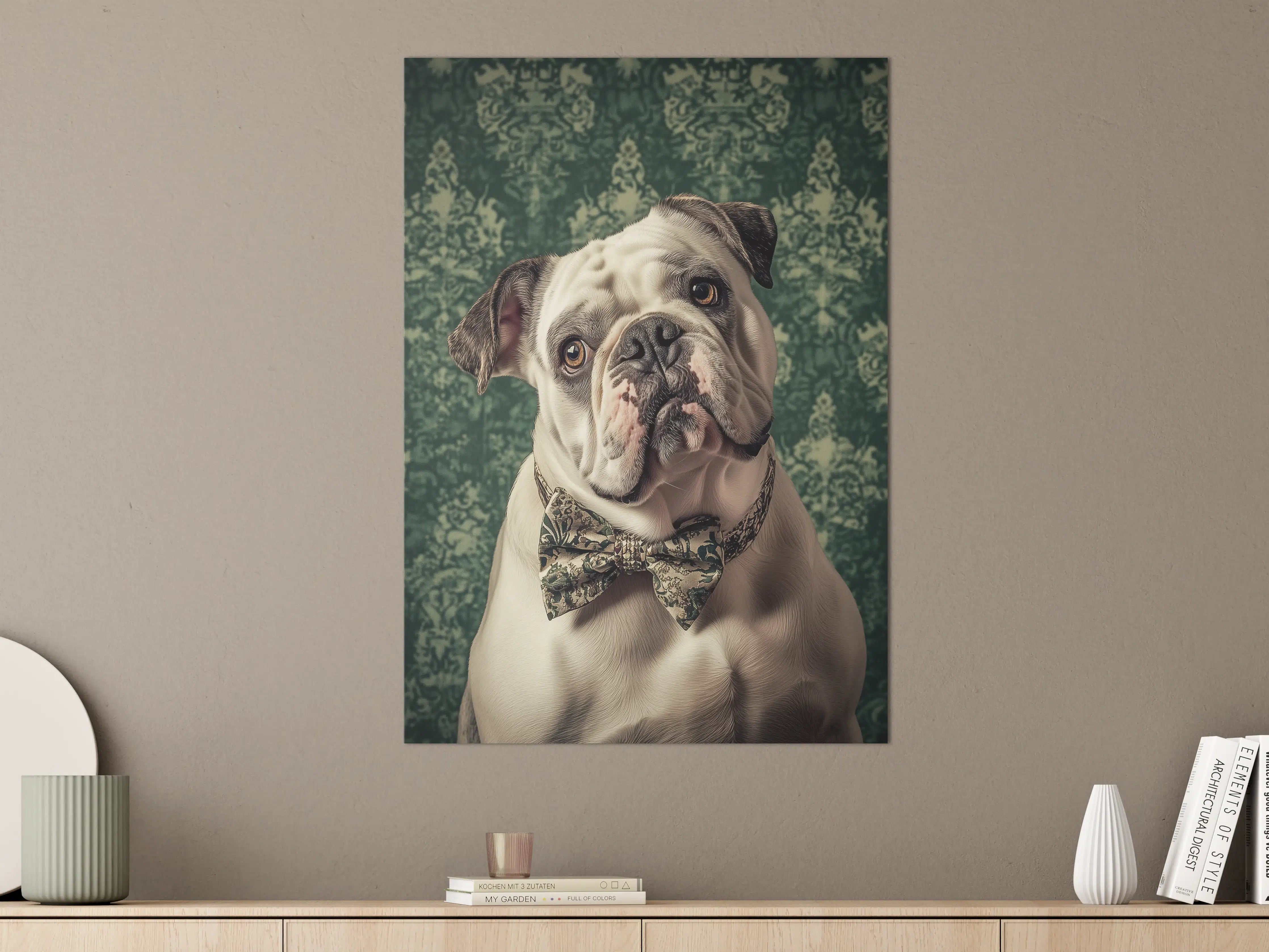 Große Wandbilder - Hunde-Porträt mit elegante Schleife