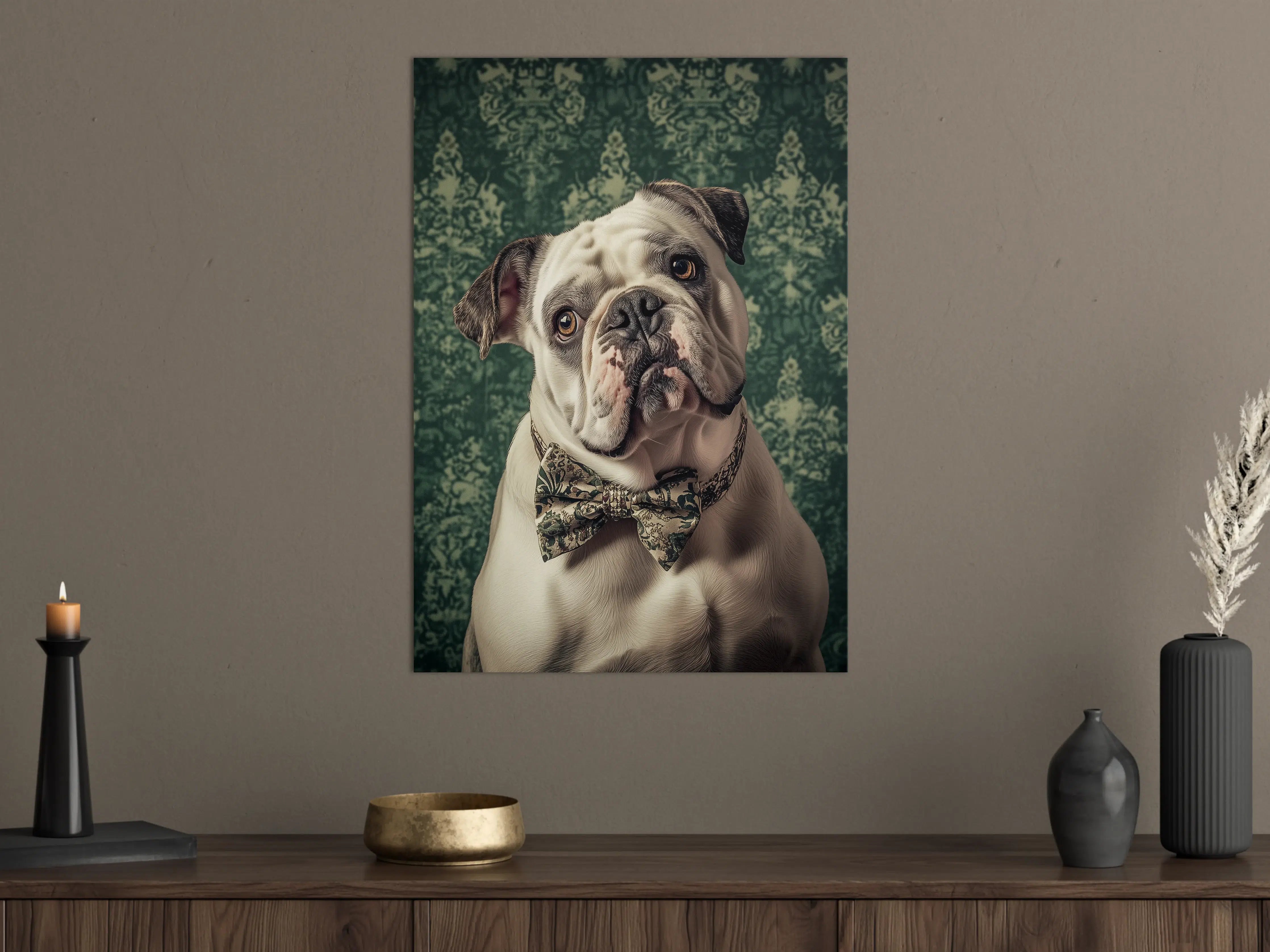 Große Wandbilder - Hunde-Porträt mit elegante Schleife