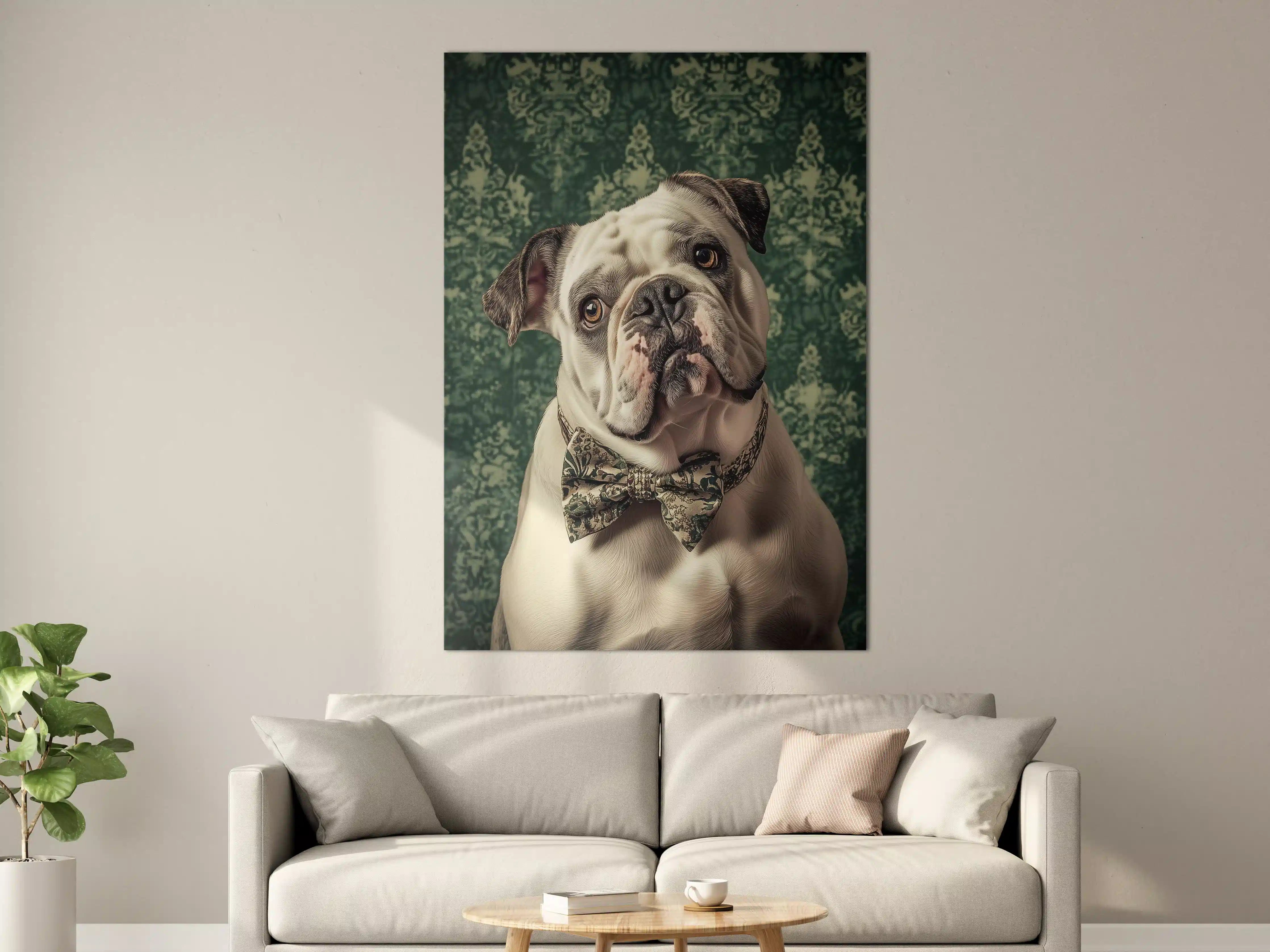 Große Wandbilder - Hunde-Porträt mit elegante Schleife