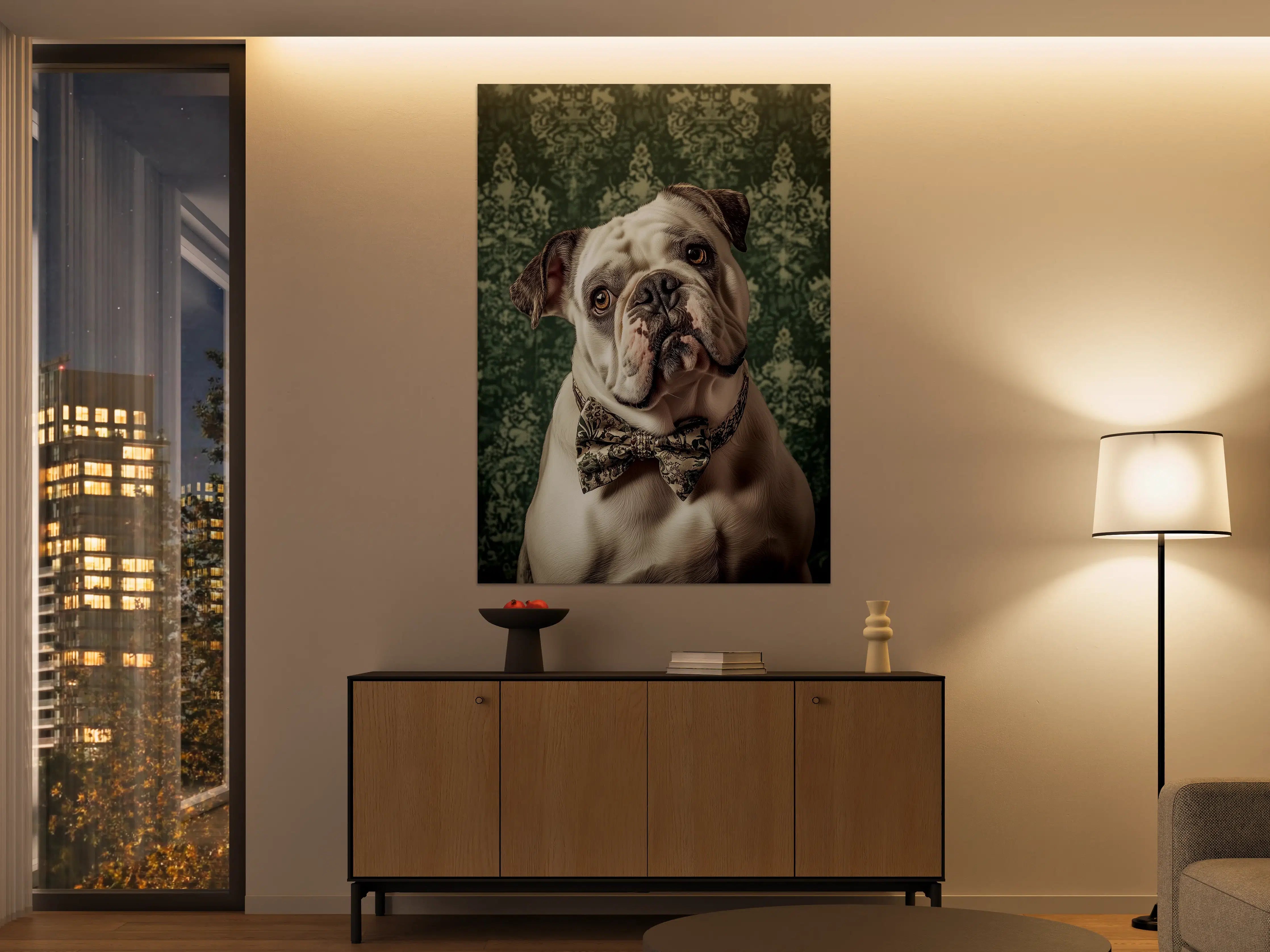 Große Wandbilder - Hunde-Porträt mit elegante Schleife