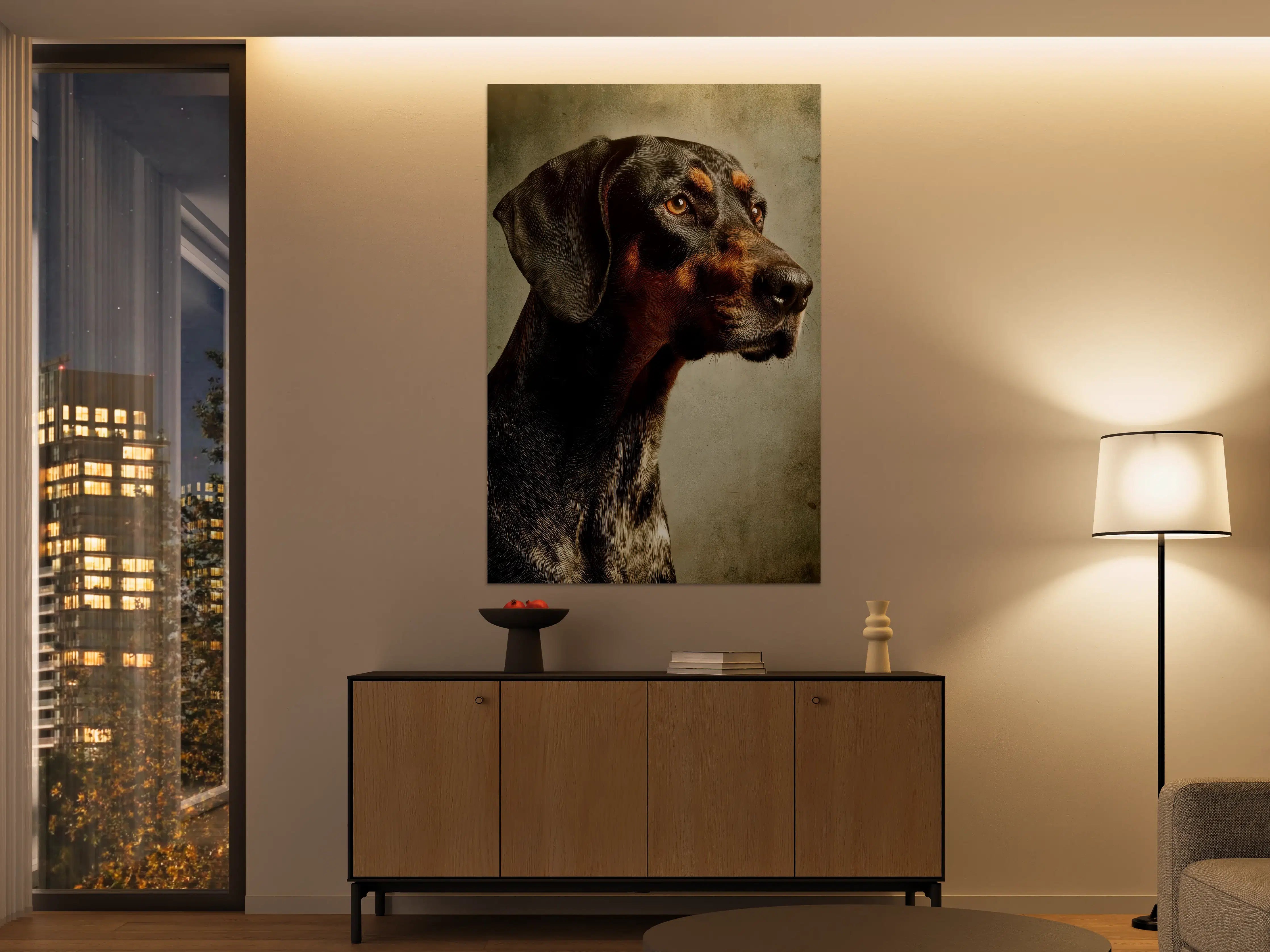 Große Wandbilder - Hundeportrait mit warmen Tönen