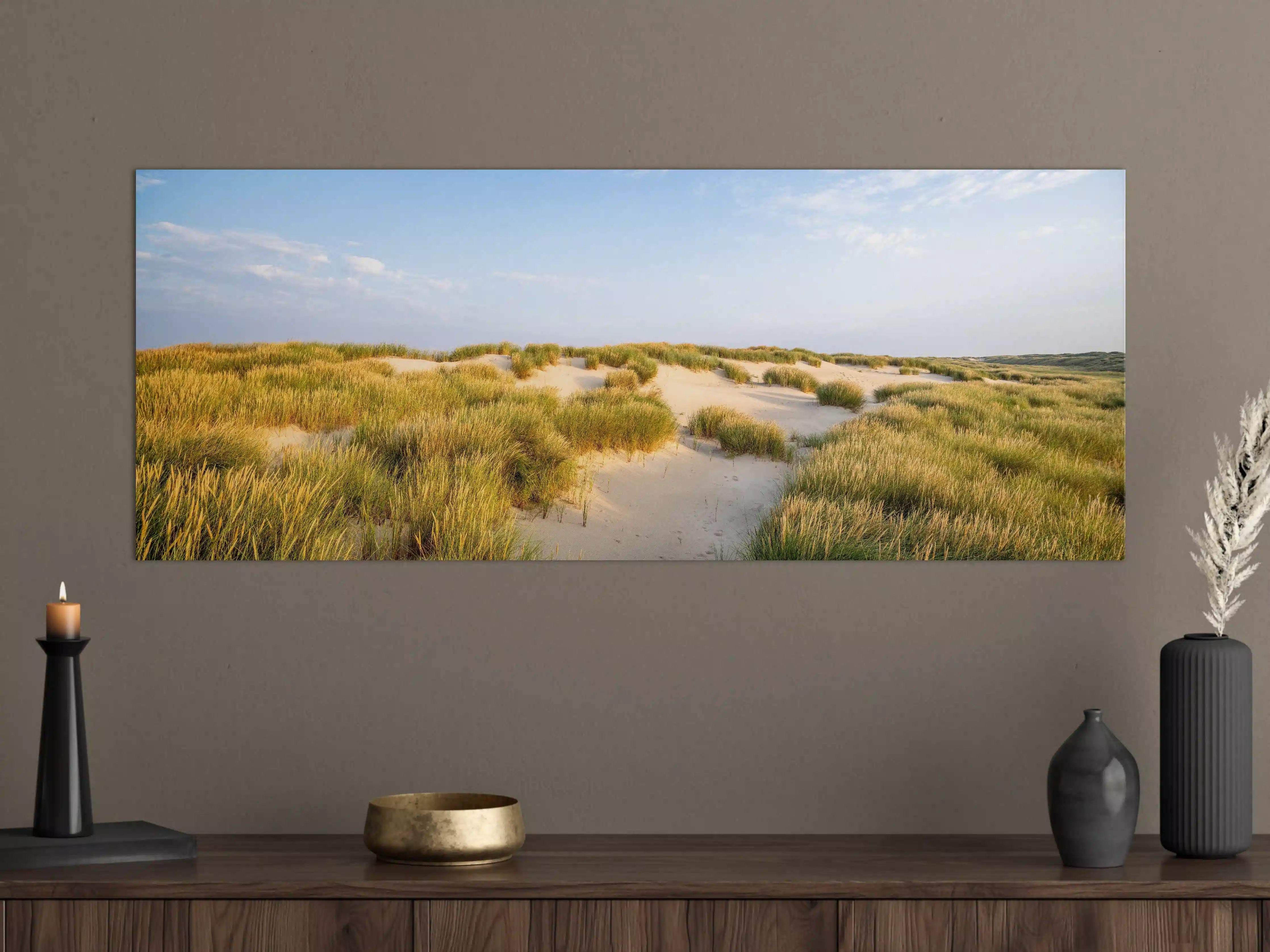 Große Wandbilder - Idyllische Dünenlandschaft mit goldenem Gras