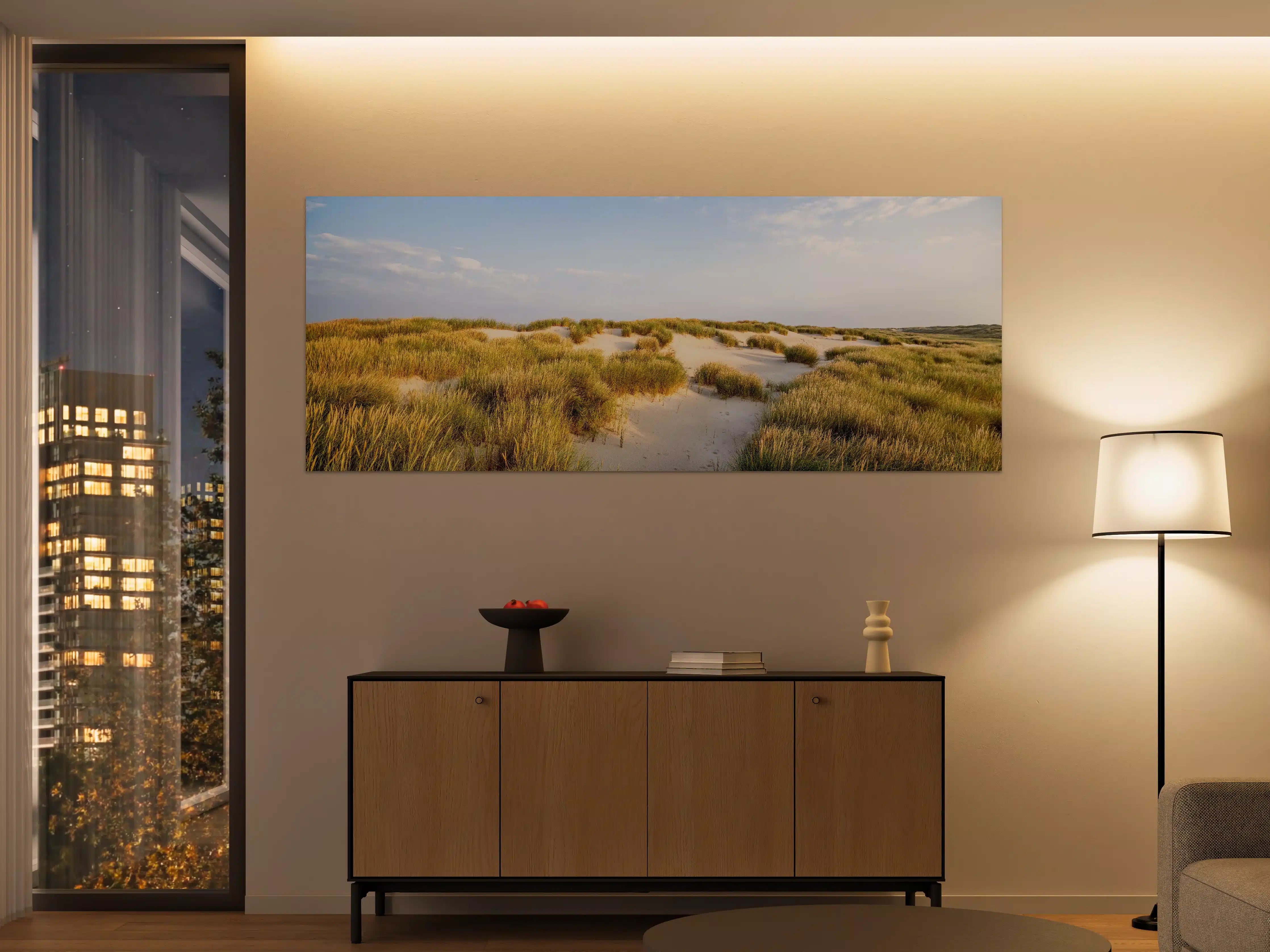 Große Wandbilder - Idyllische Dünenlandschaft mit goldenem Gras