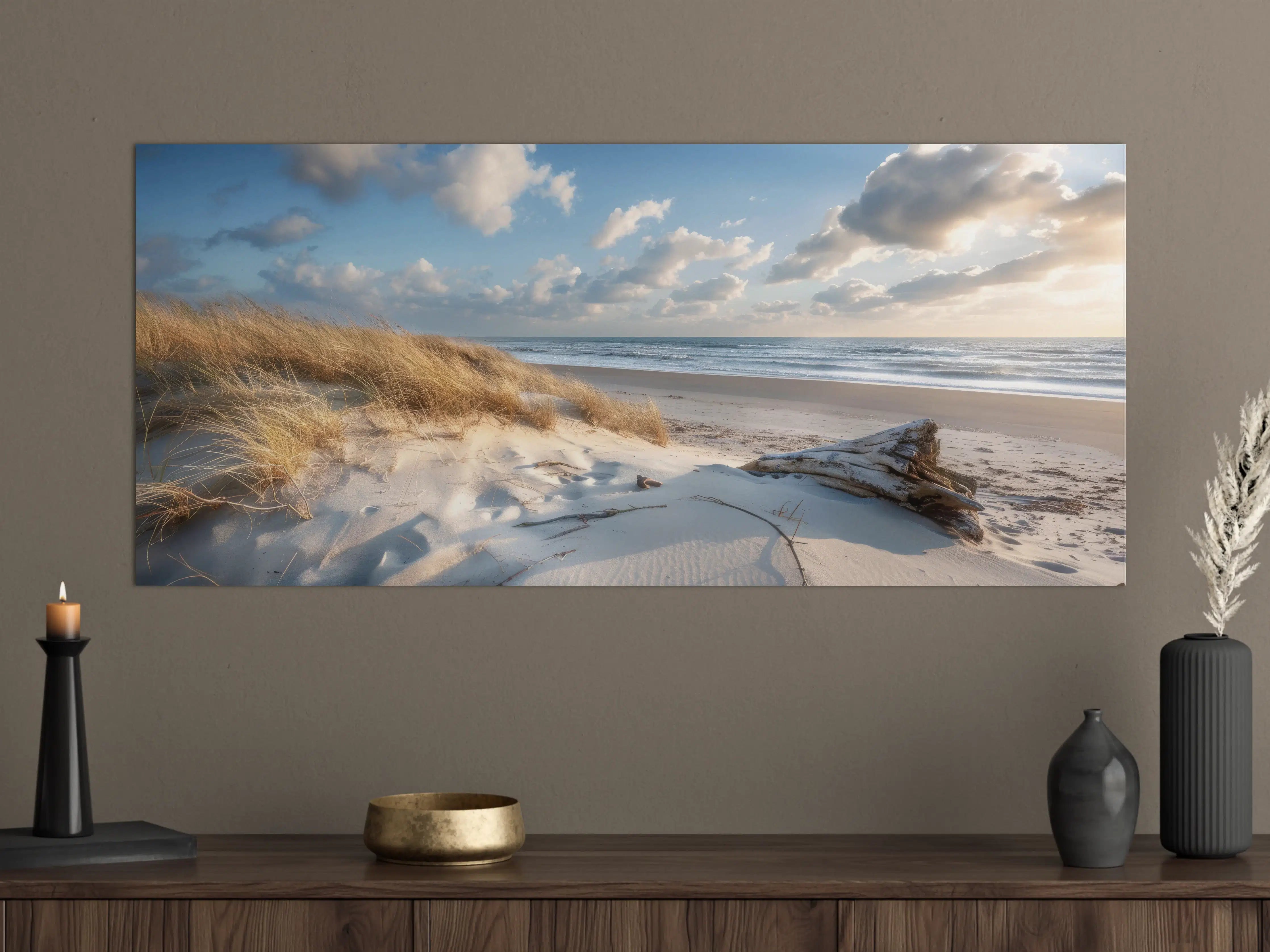 Große Wandbilder - Idyllischer Strand mit Grautönen