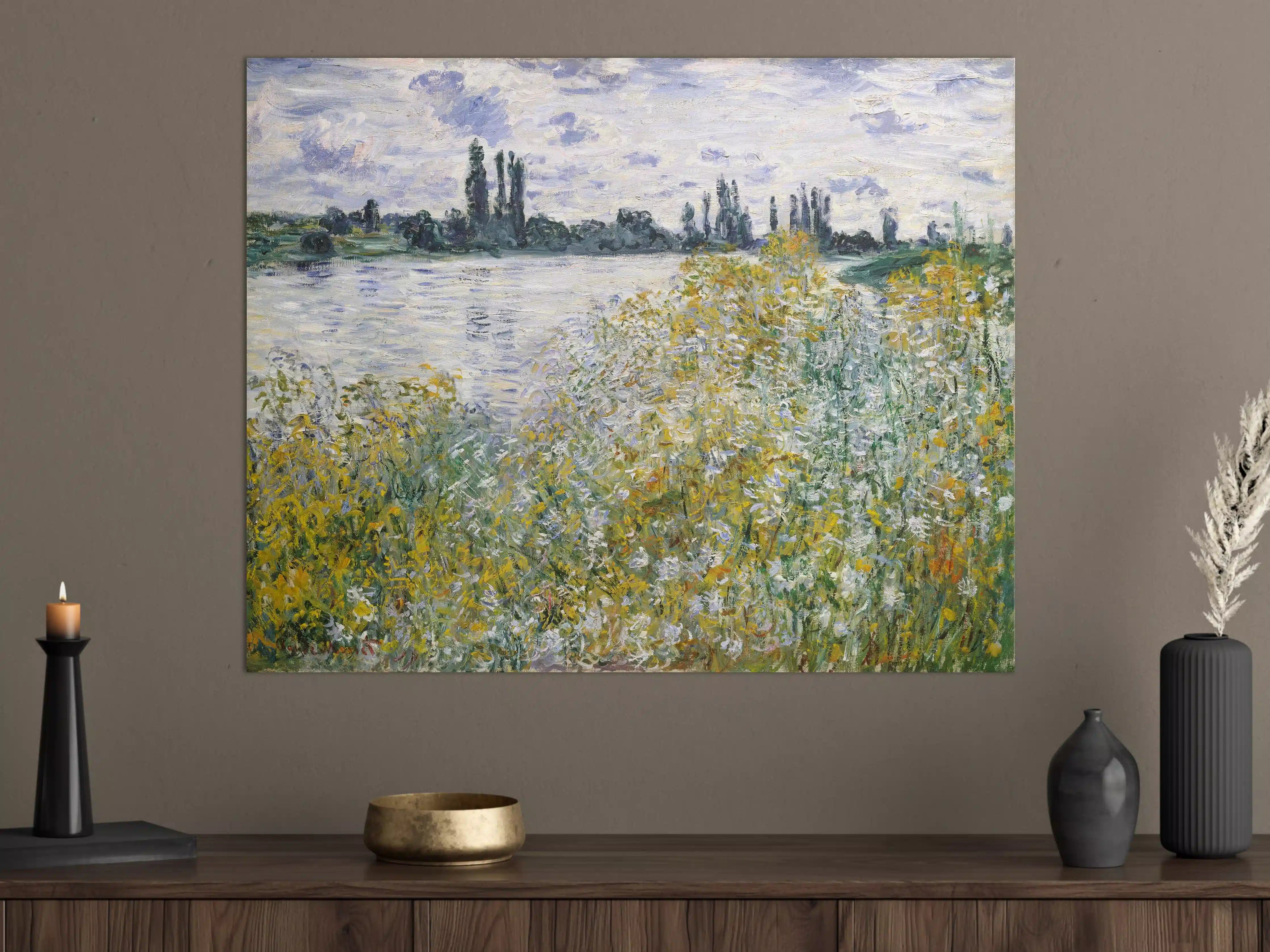 Große Wandbilder - Impressionistische Landschaft mit Wasser und Blumen