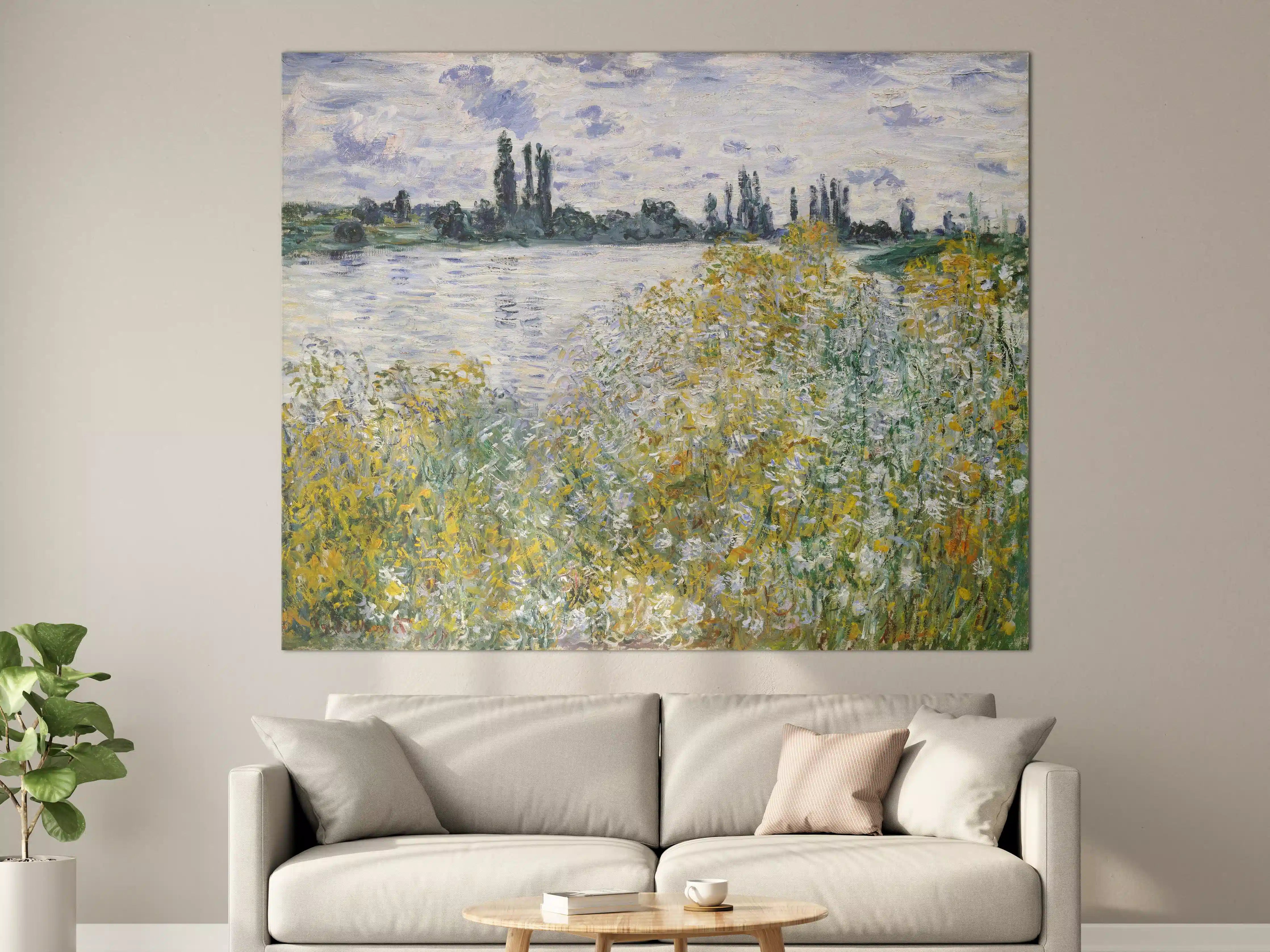 Große Wandbilder - Impressionistische Landschaft mit Wasser und Blumen