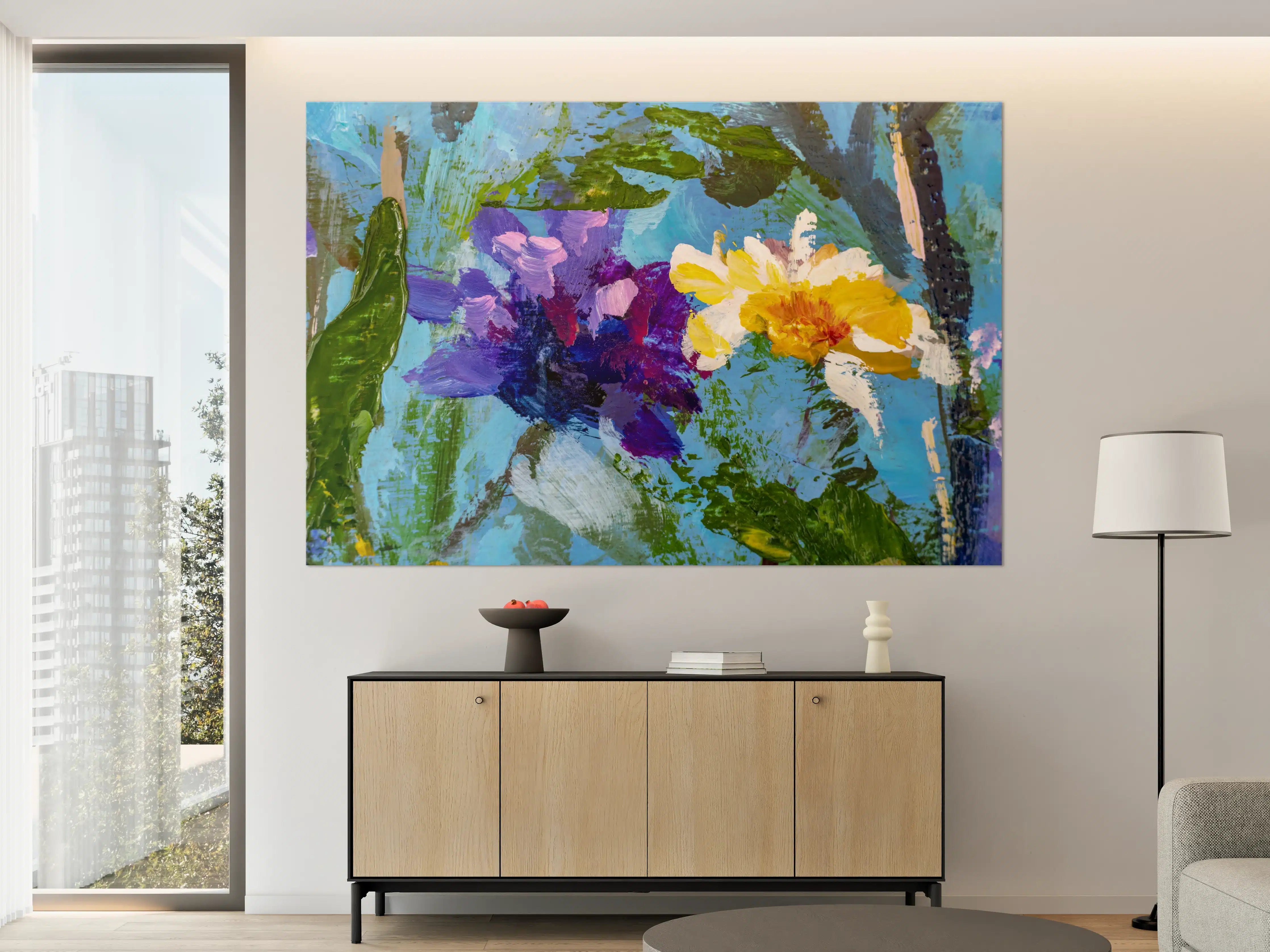 Große Wandbilder - Impressionistisches Blumen Gemälde