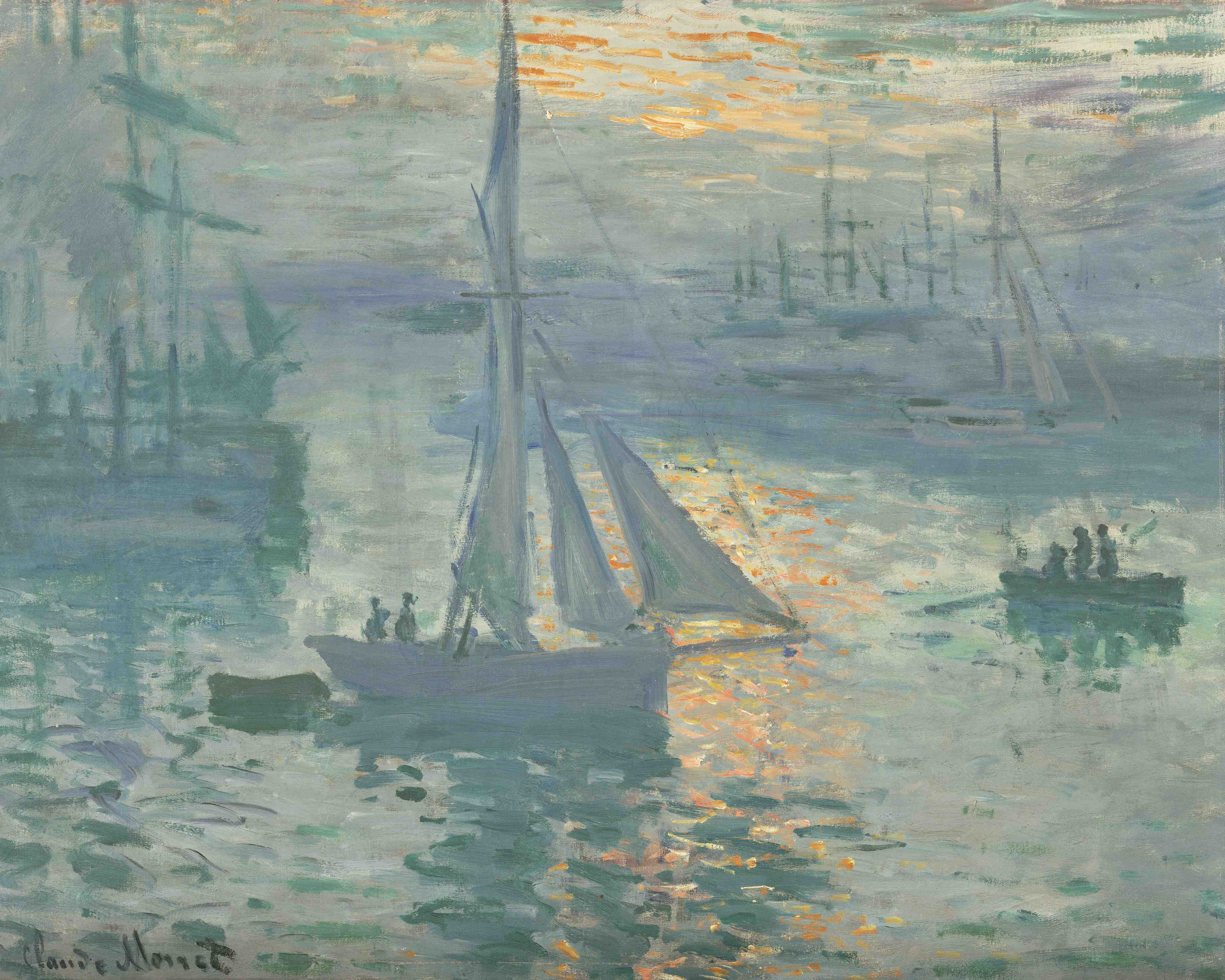 Große Wandbilder-Impressionistisches Segelboot bei Sonnenuntergang