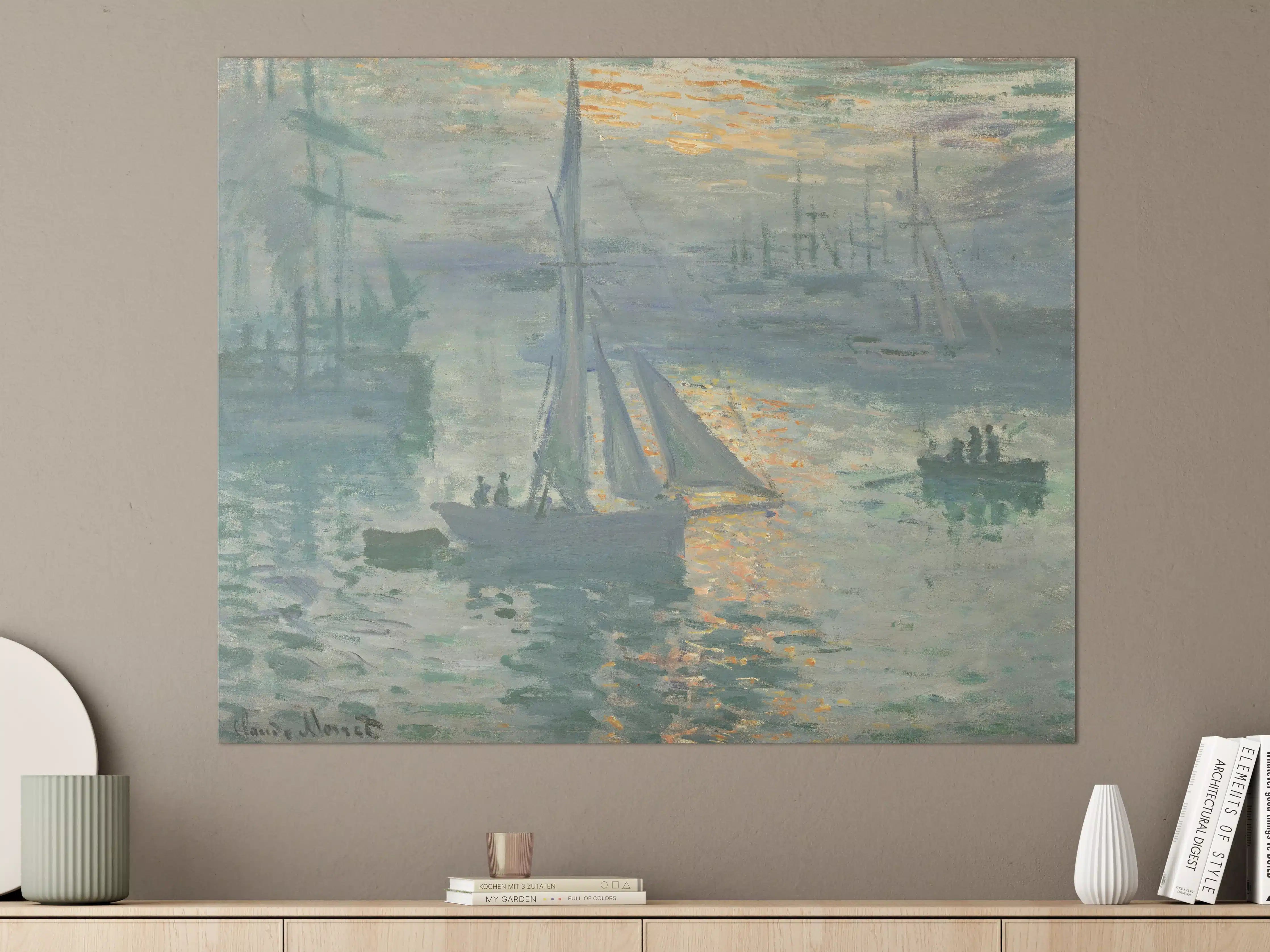 Große Wandbilder - Impressionistisches Segelboot bei Sonnenuntergang