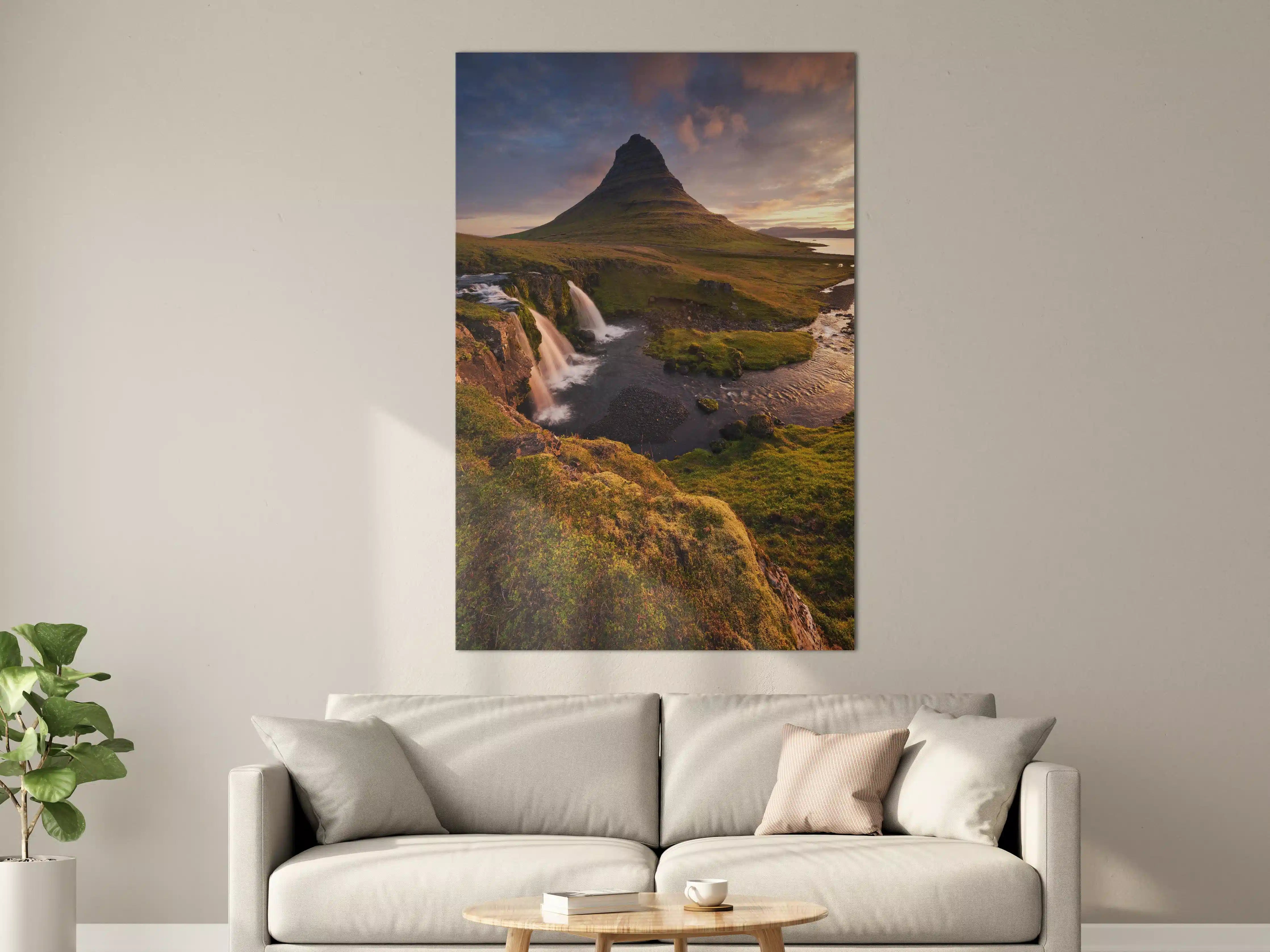 Große Wandbilder - Island Wasserfall Morgenrot