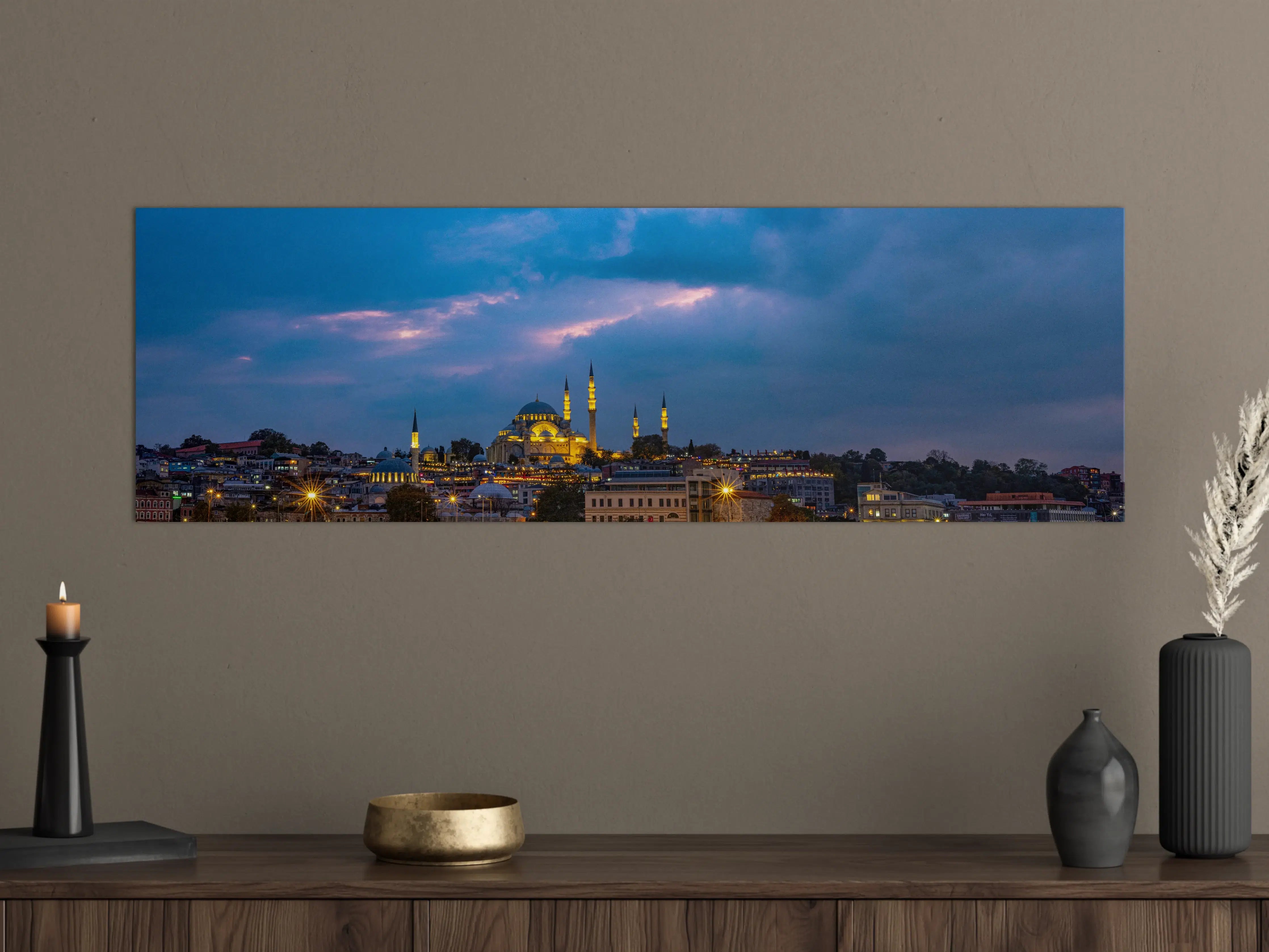 Große Wandbilder - Istanbul Skyline Blau-Gold
