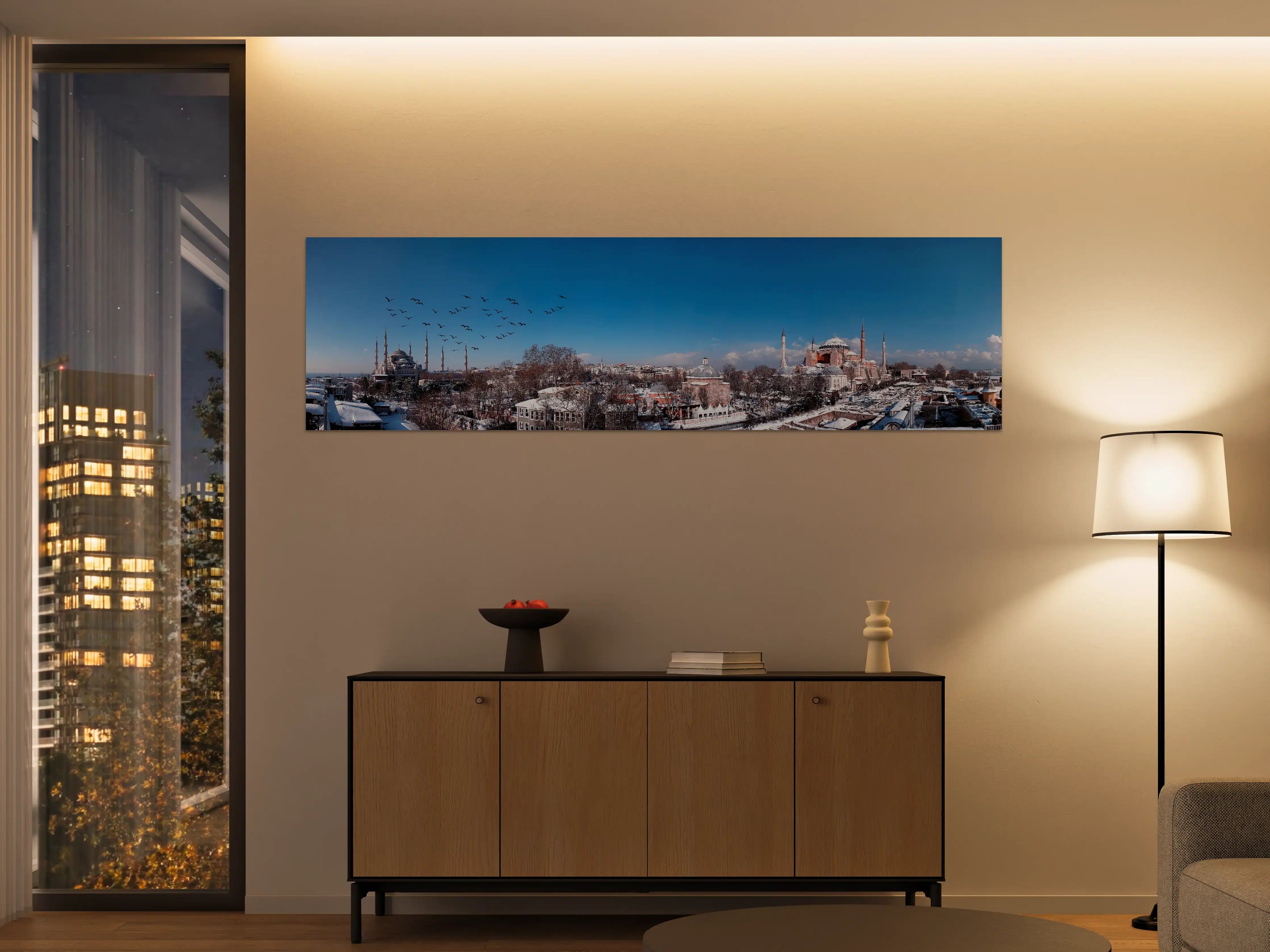 Große Wandbilder - Istanbul Skyline Blau-Weiß