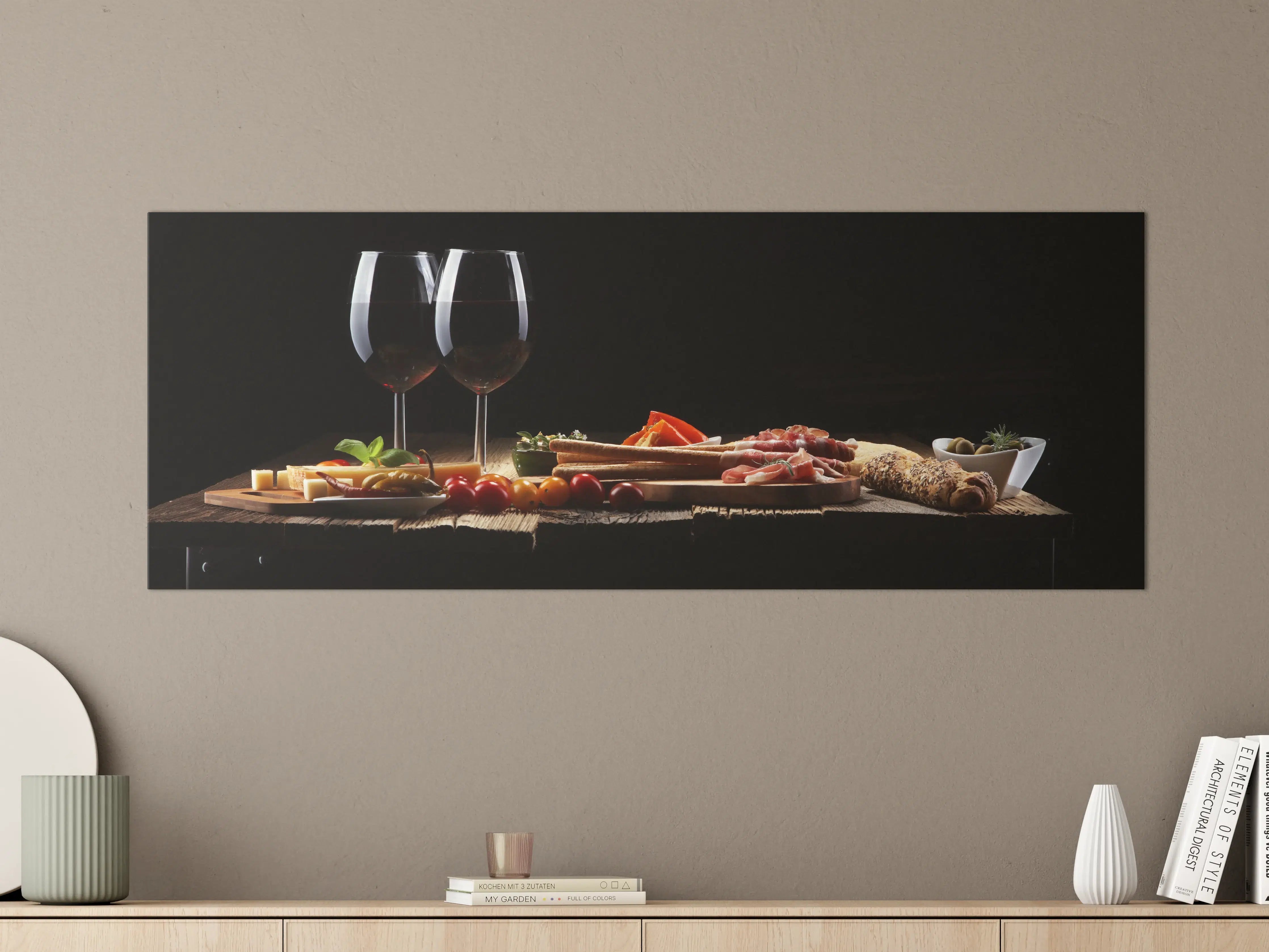 Große Wandbilder - Italienische Antipasto & Wein
