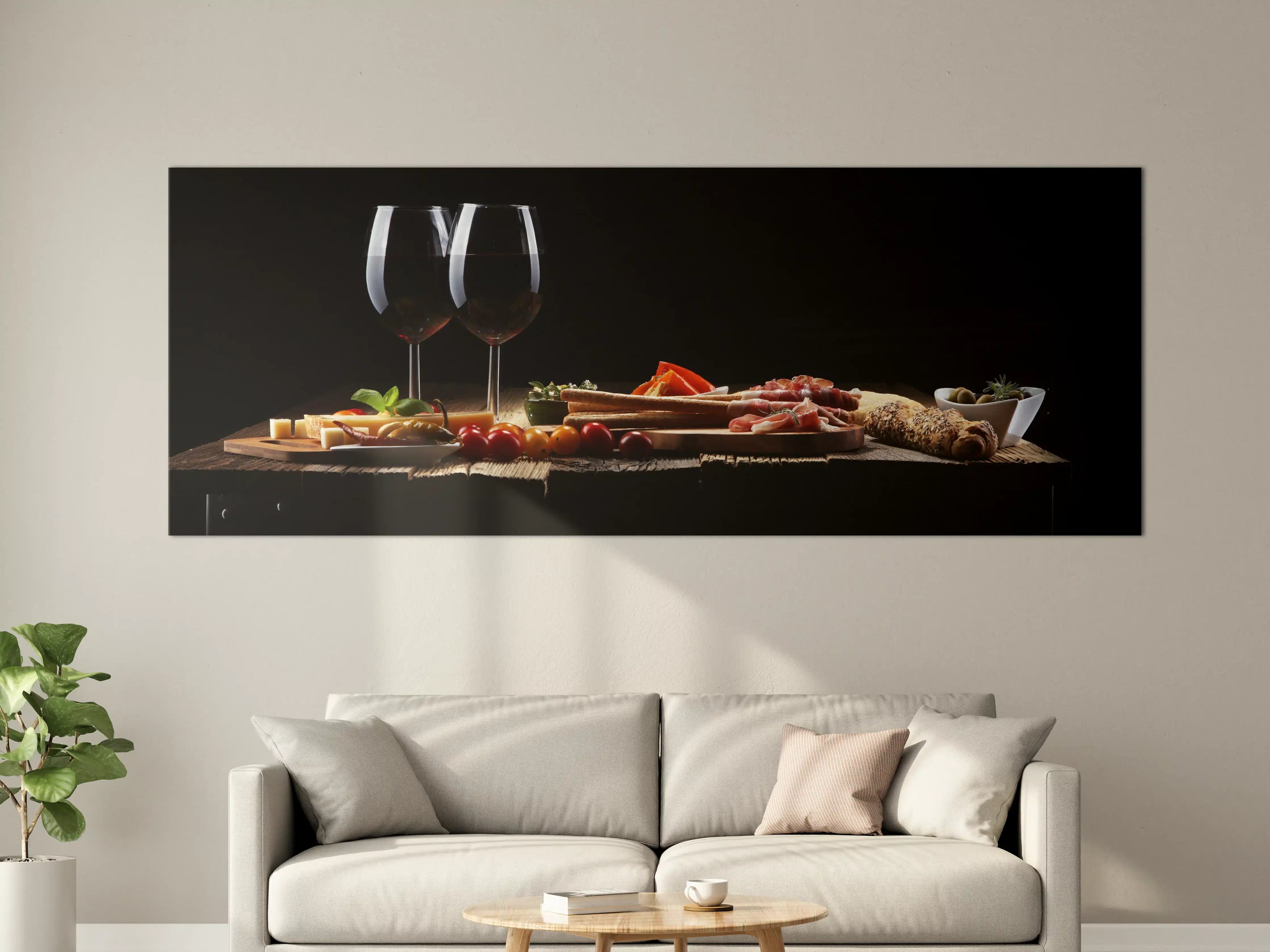 Große Wandbilder - Italienische Antipasto & Wein
