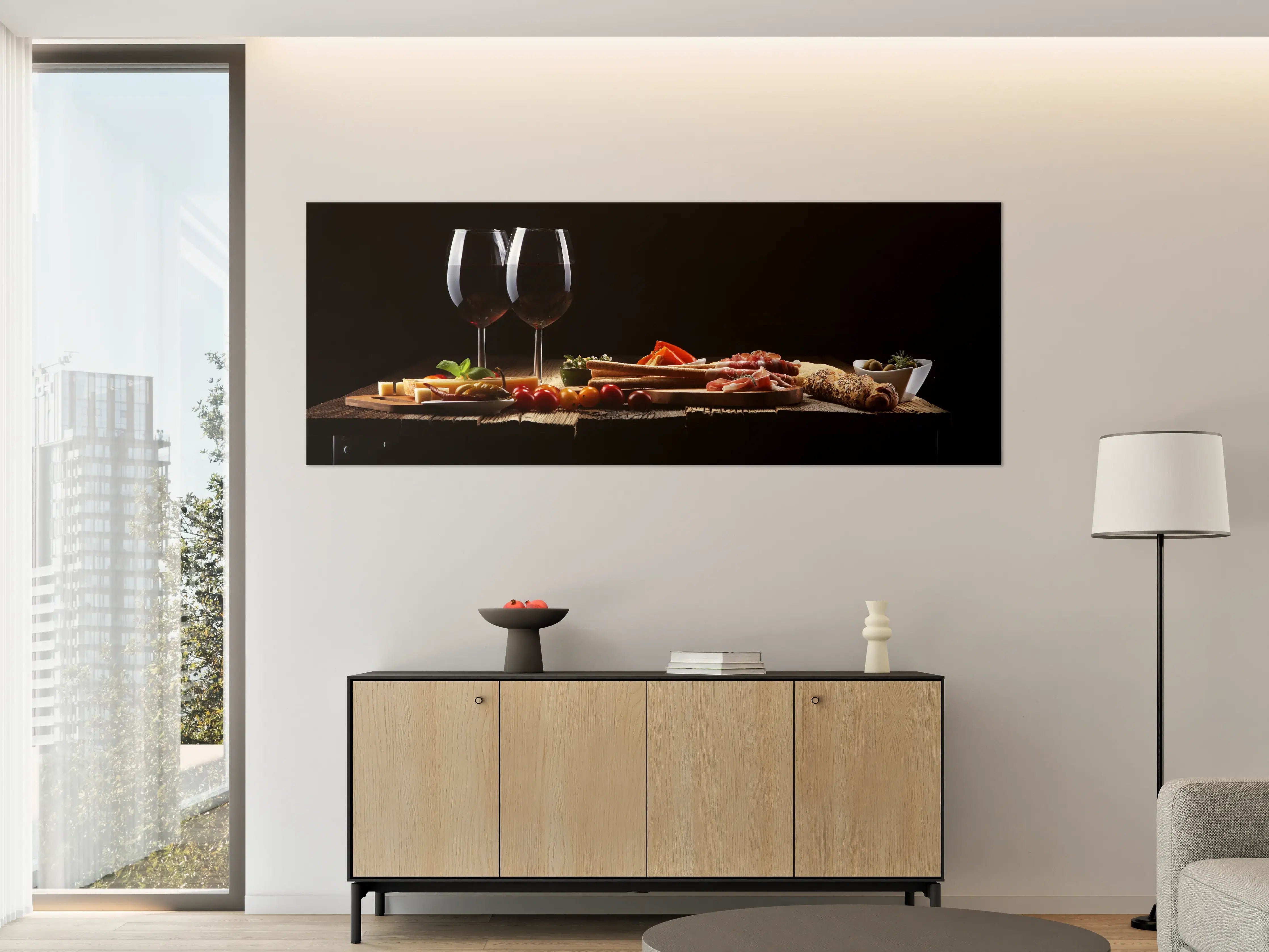 Große Wandbilder - Italienische Antipasto & Wein