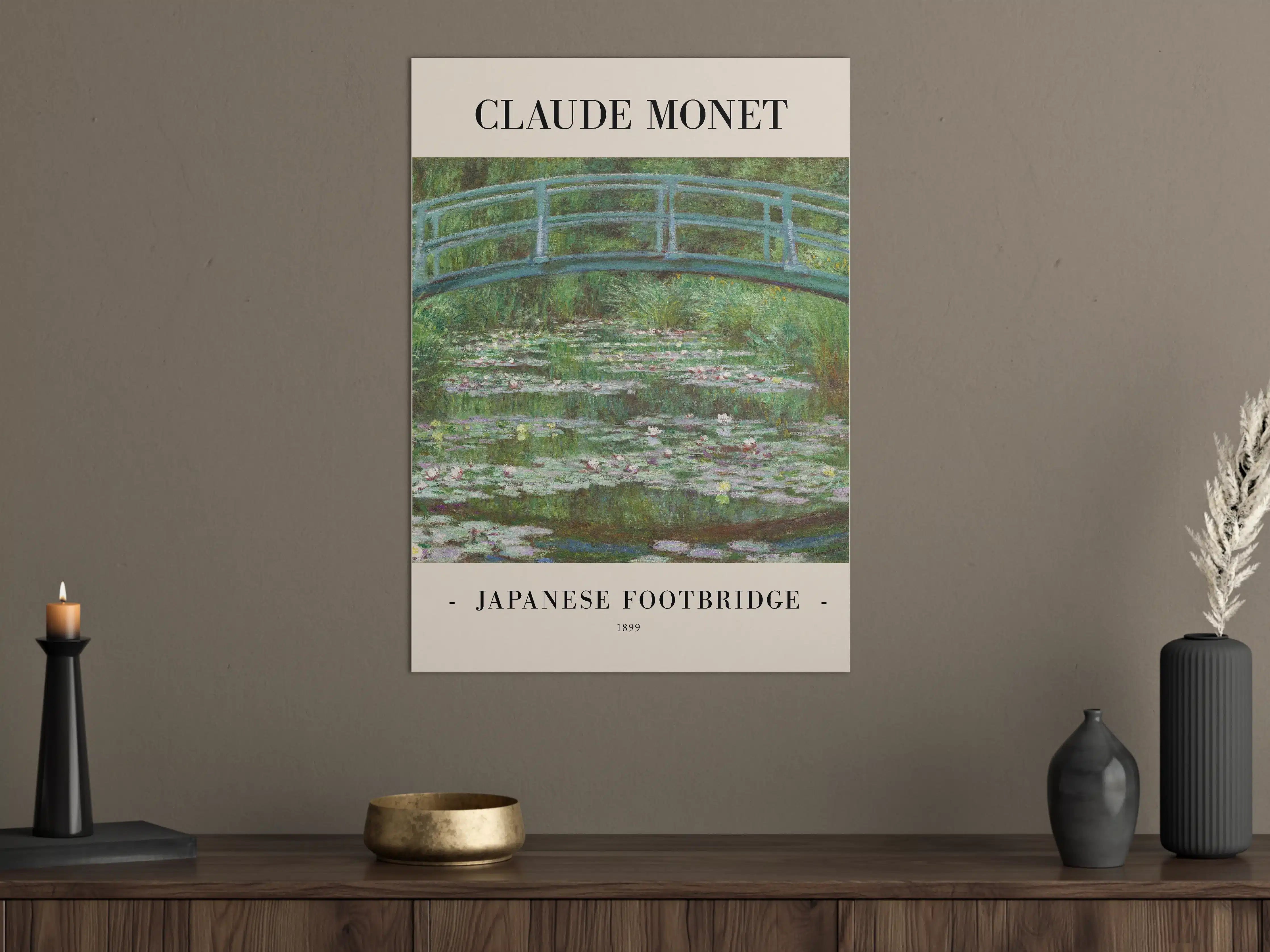 Große Wandbilder - Japanische Footbridge mit Wasserlilien