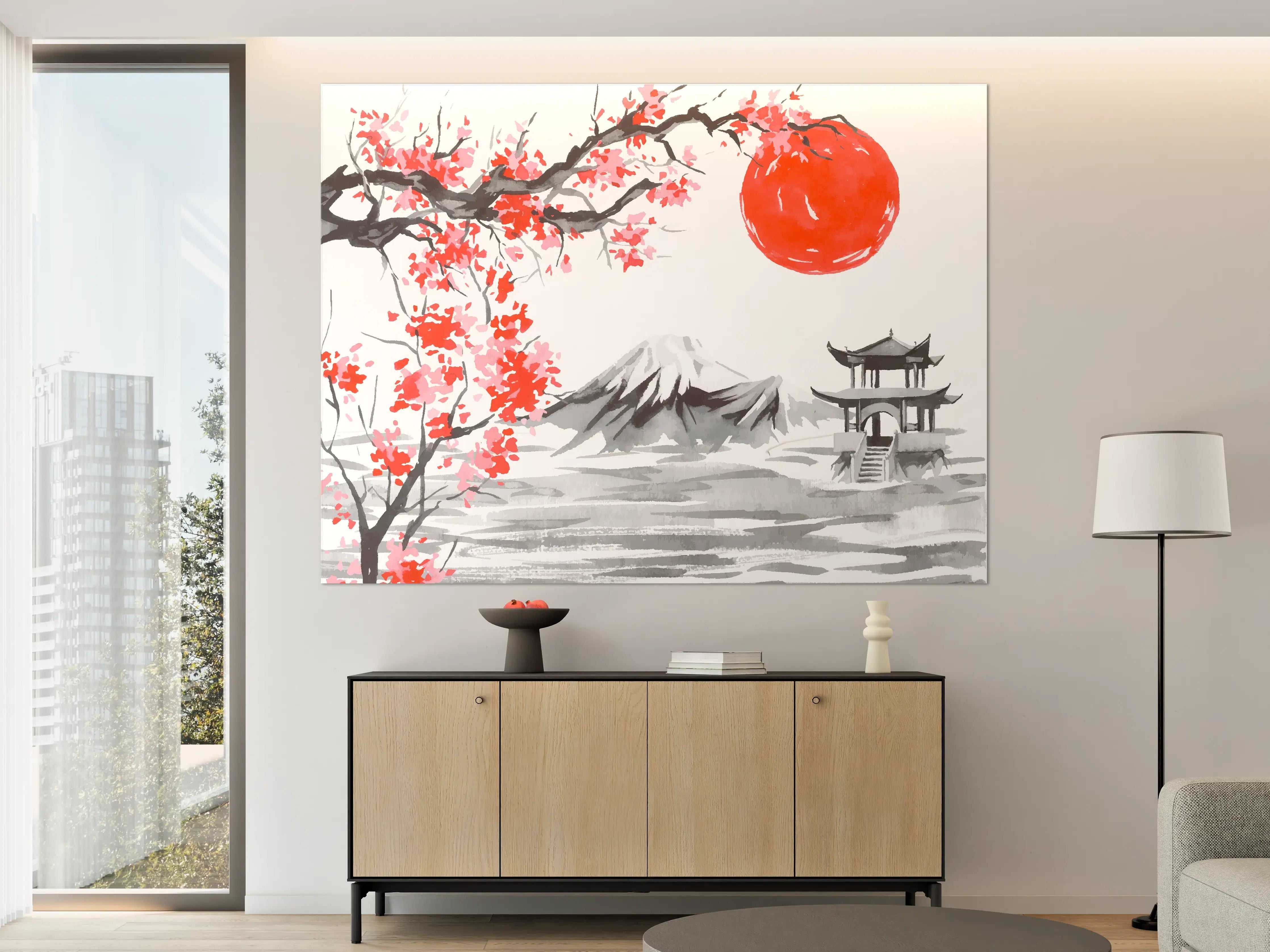 Große Wandbilder - Japanische Kirschblüte Aquarell