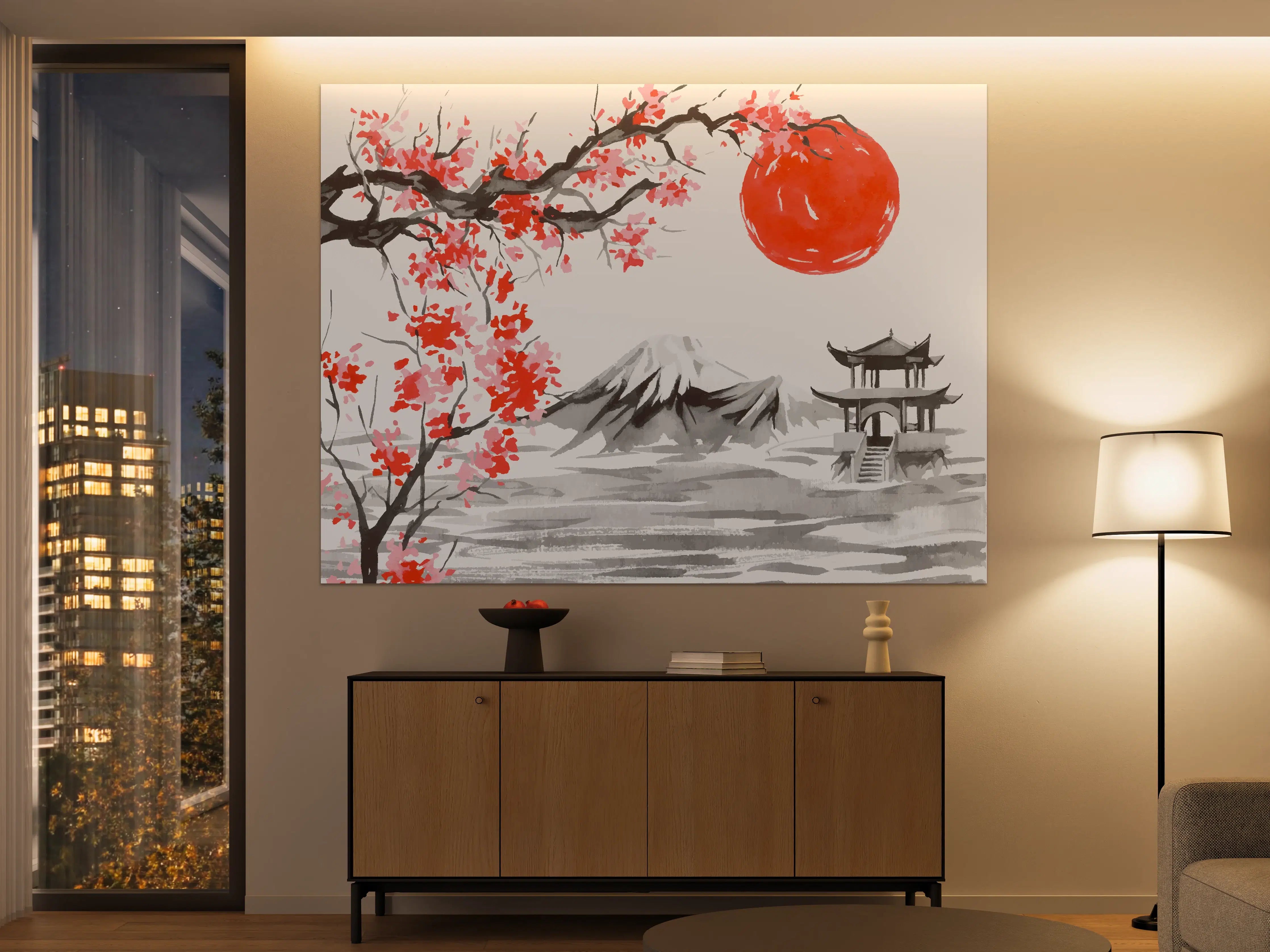 Große Wandbilder - Japanische Kirschblüte Aquarell