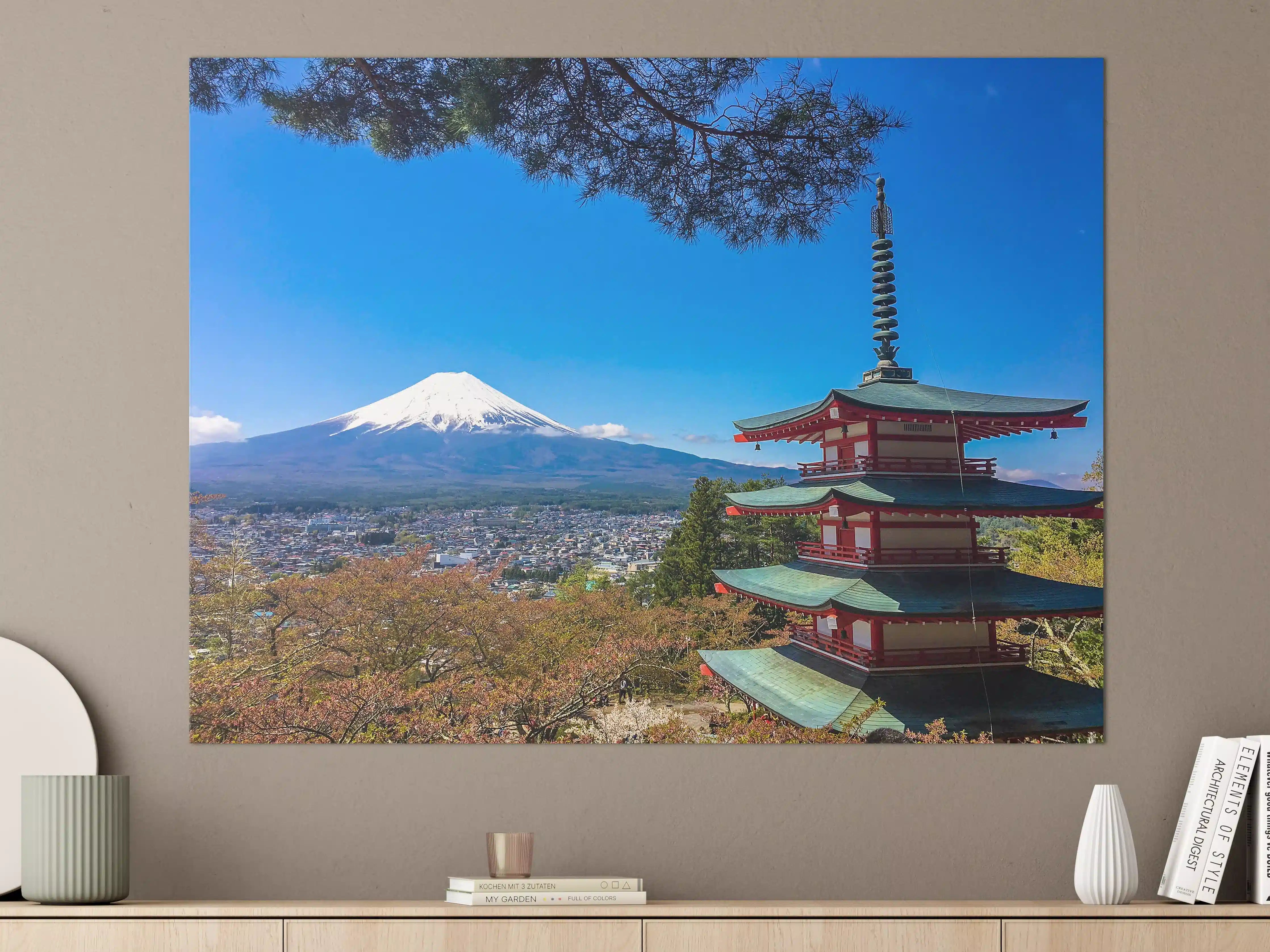 Große Wandbilder - Japanische Landschaft mit Mount Fuji und Pagode