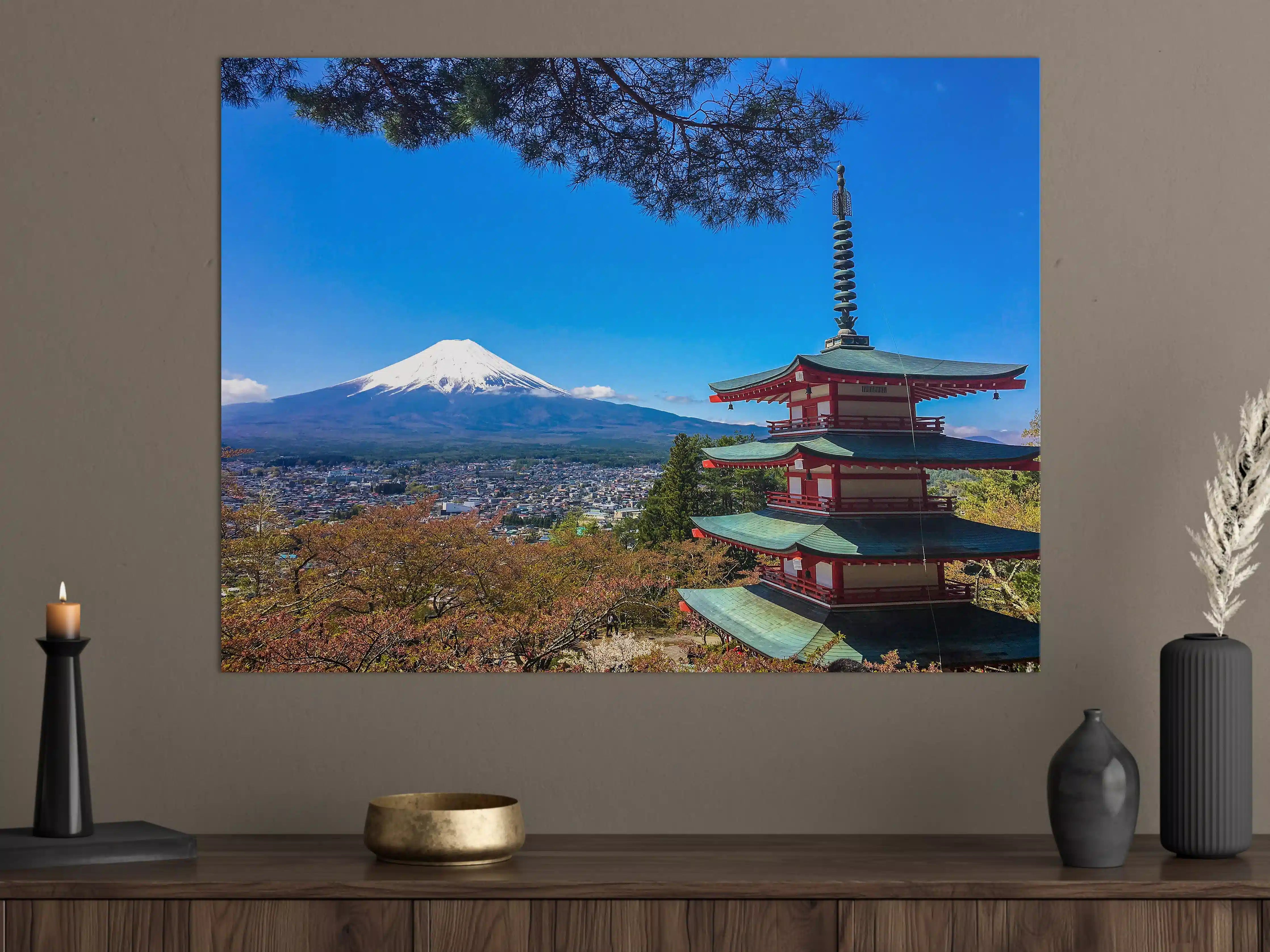 Große Wandbilder - Japanische Landschaft mit Mount Fuji und Pagode