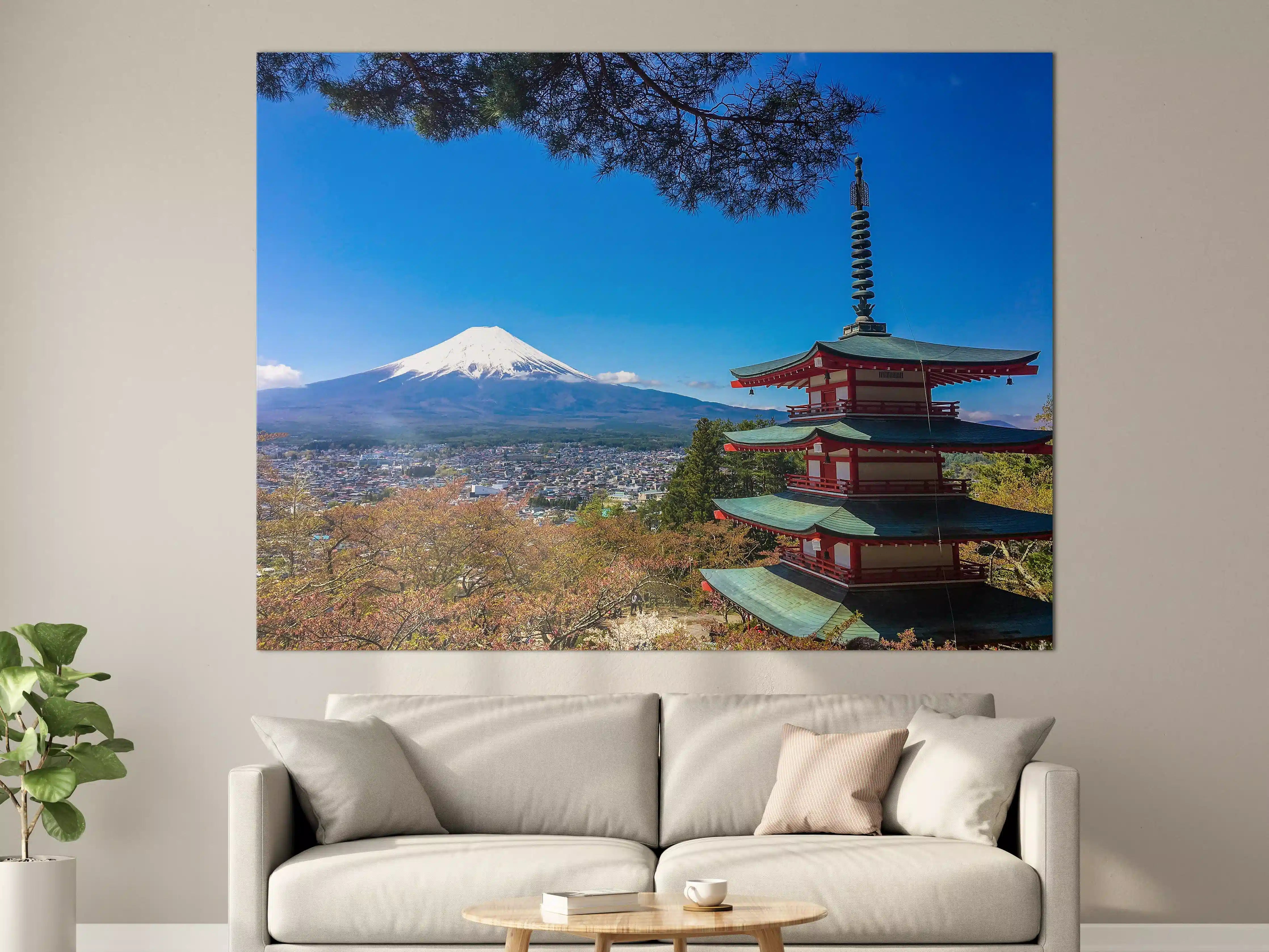 Große Wandbilder - Japanische Landschaft mit Mount Fuji und Pagode