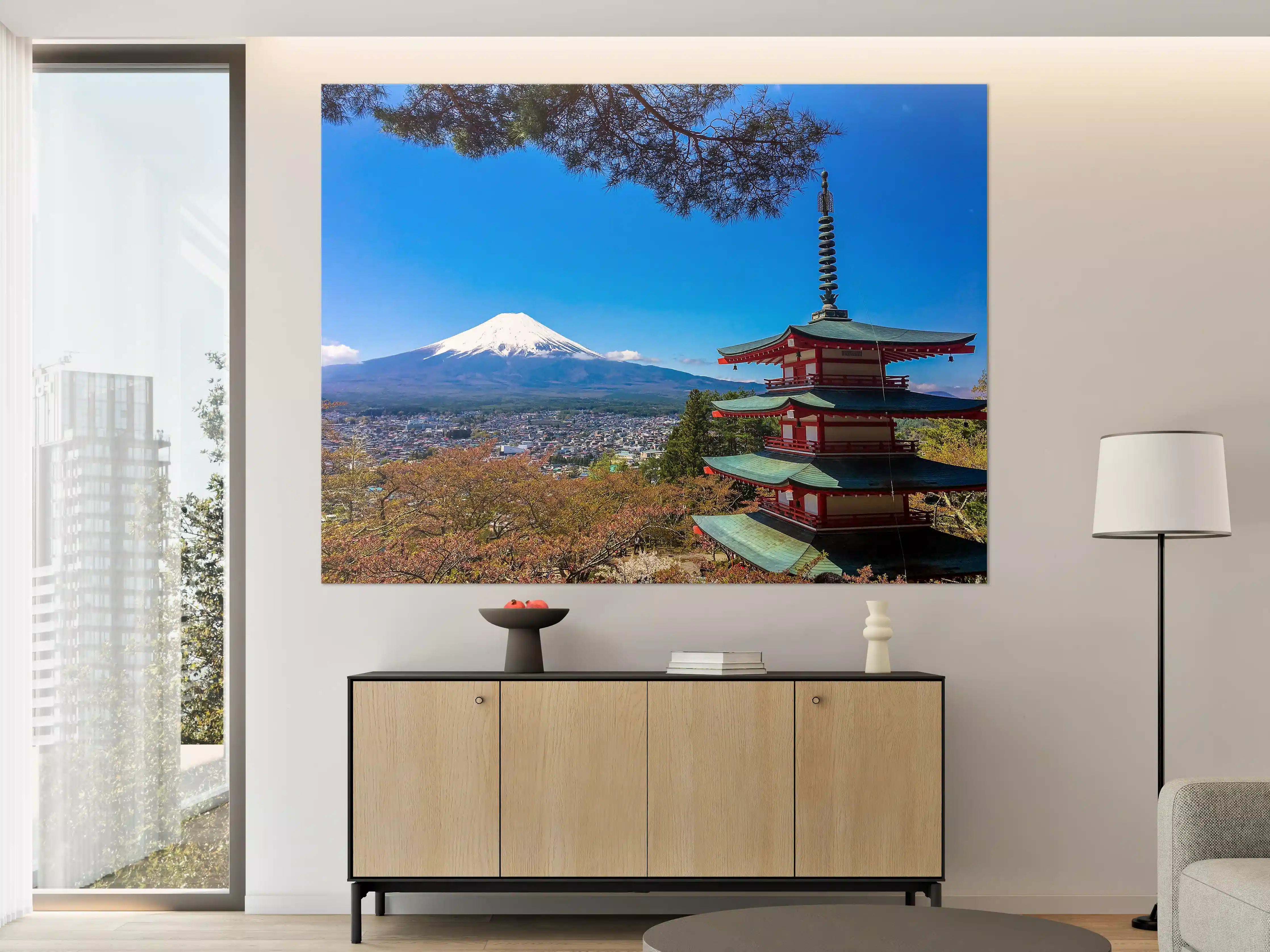 Große Wandbilder - Japanische Landschaft mit Mount Fuji und Pagode