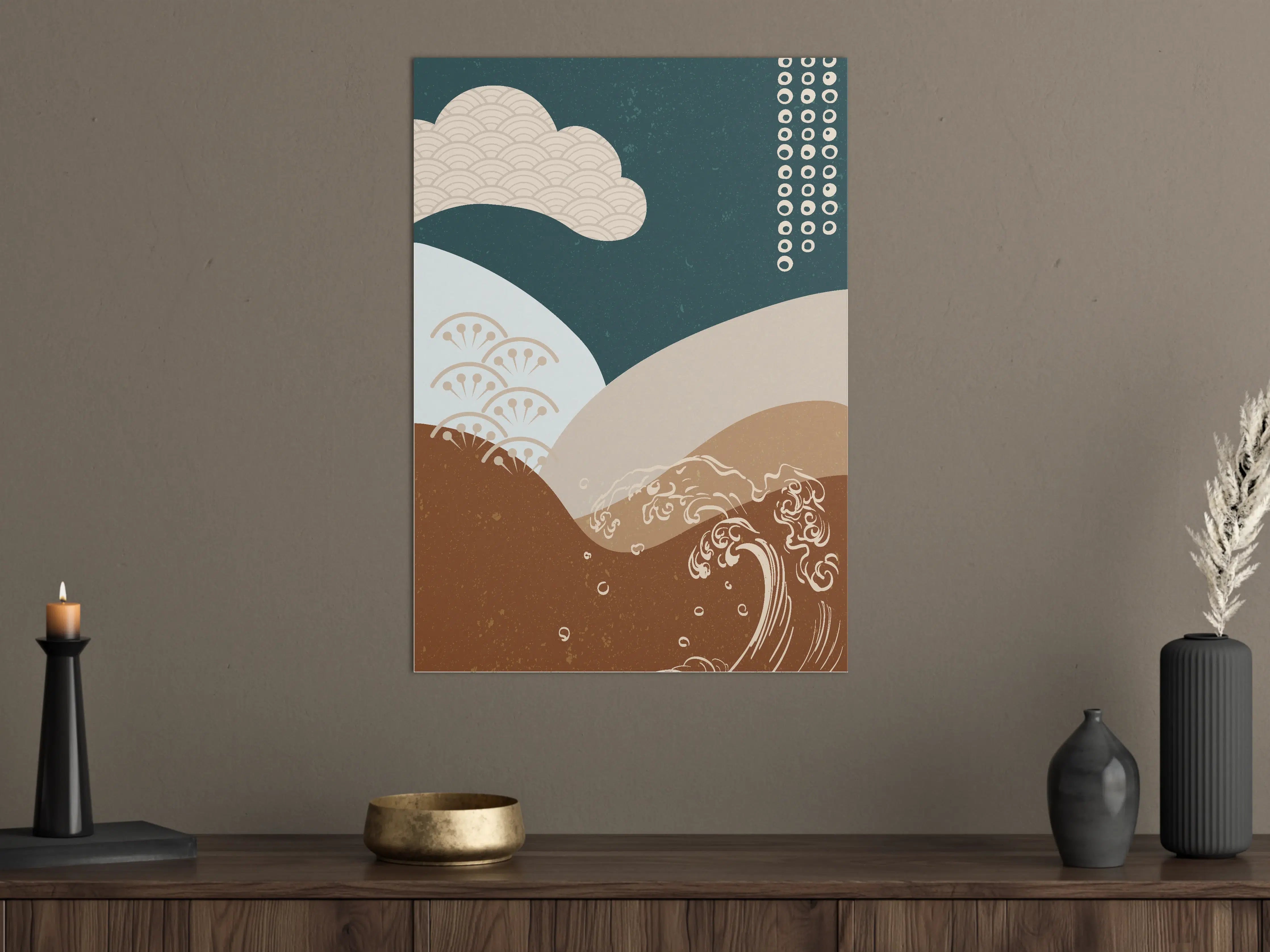 Große Wandbilder - Japanische Meeresszene mit Wellen und Himmel