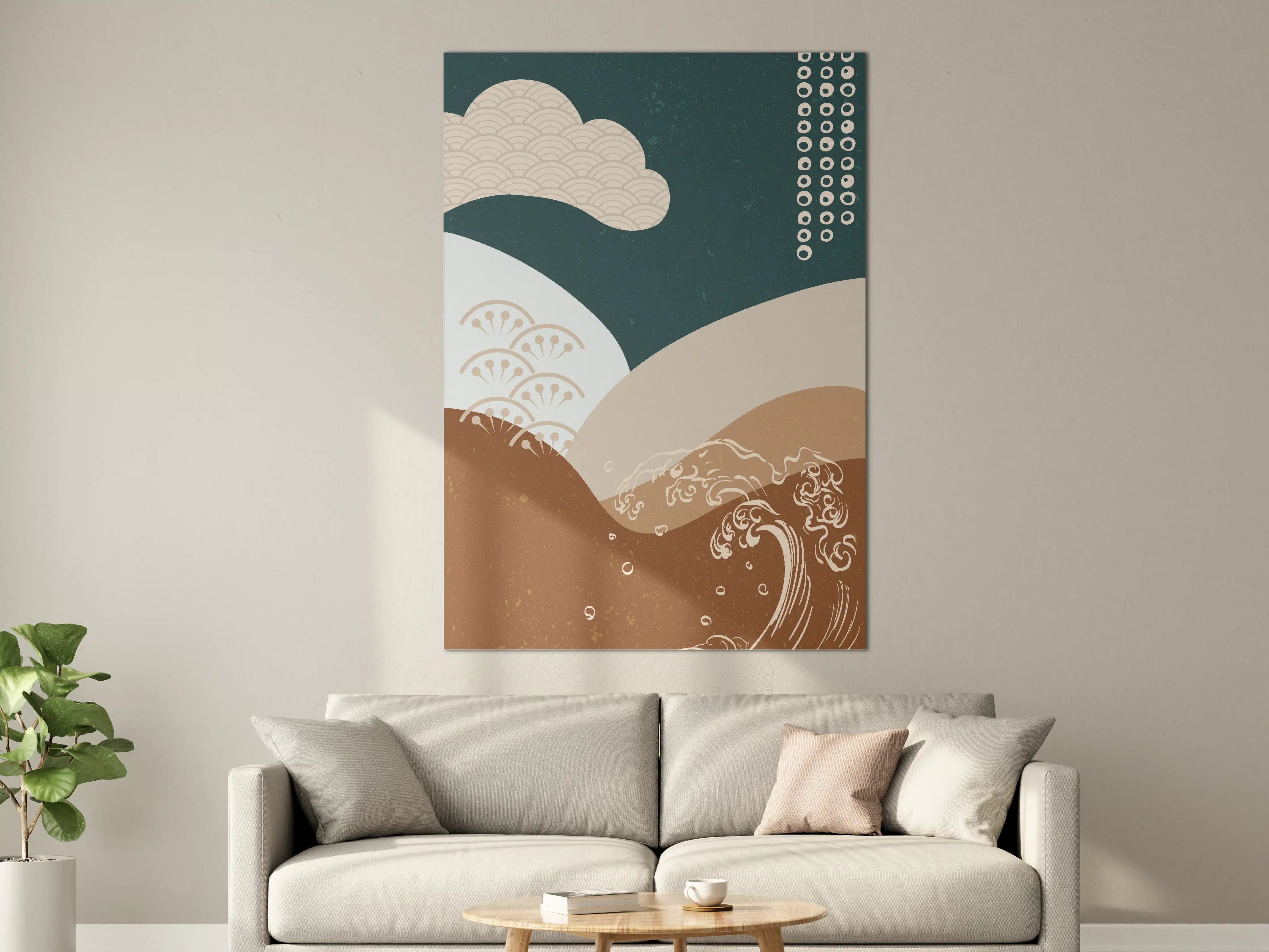 Große Wandbilder - Japanische Meeresszene mit Wellen und Himmel