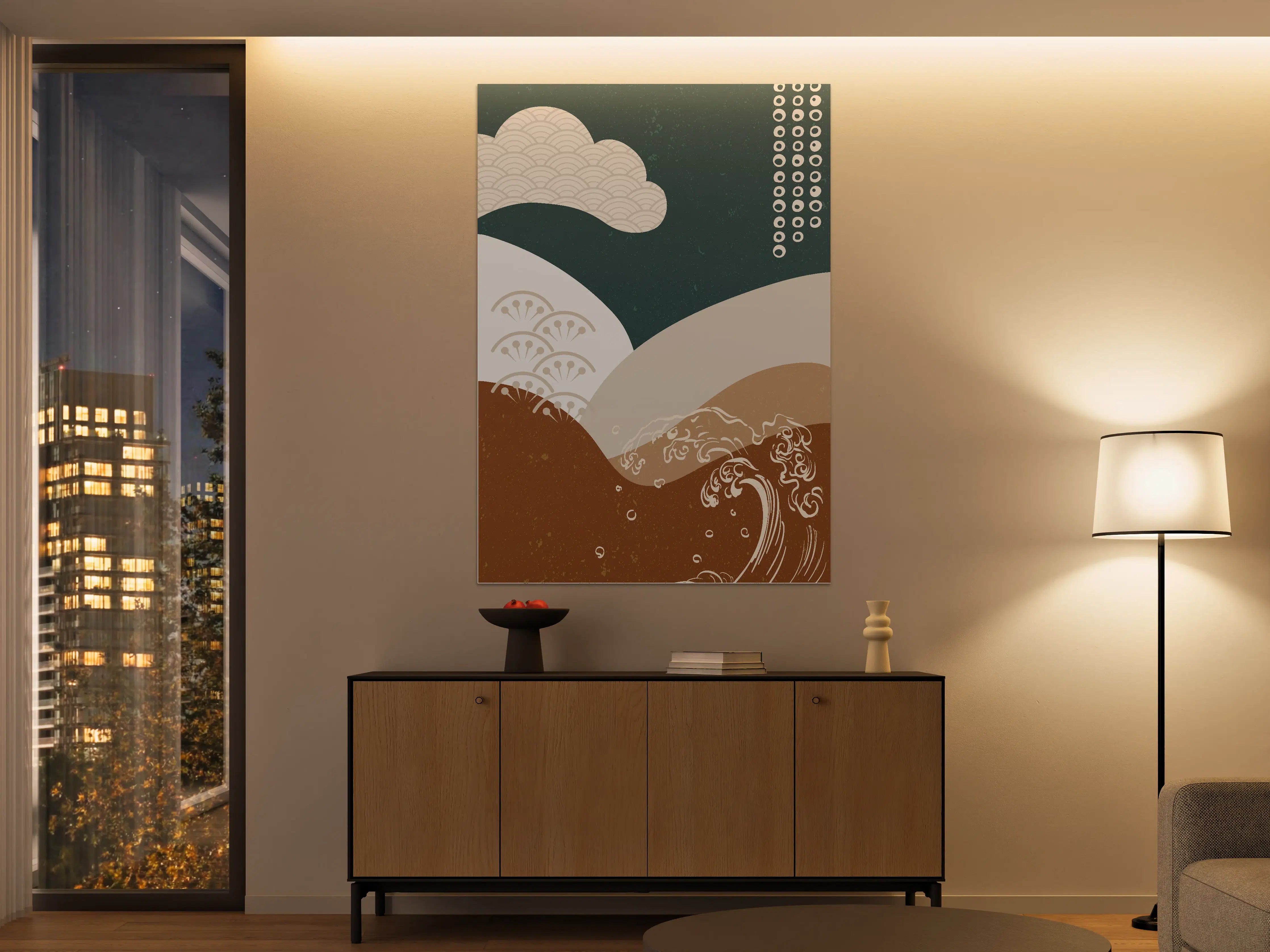 Große Wandbilder - Japanische Meeresszene mit Wellen und Himmel