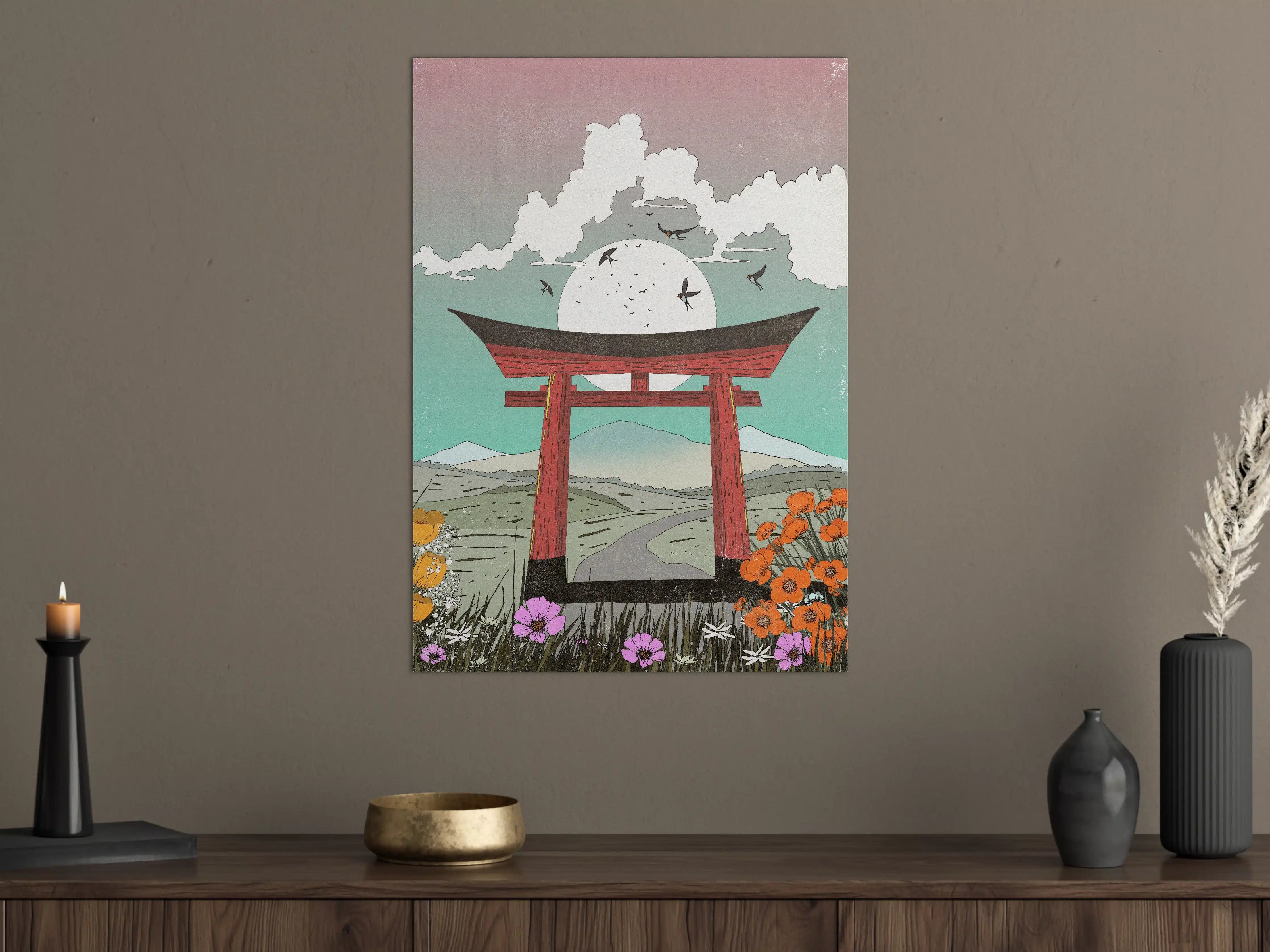 Große Wandbilder - Japanischer Torii im Sonnenuntergang