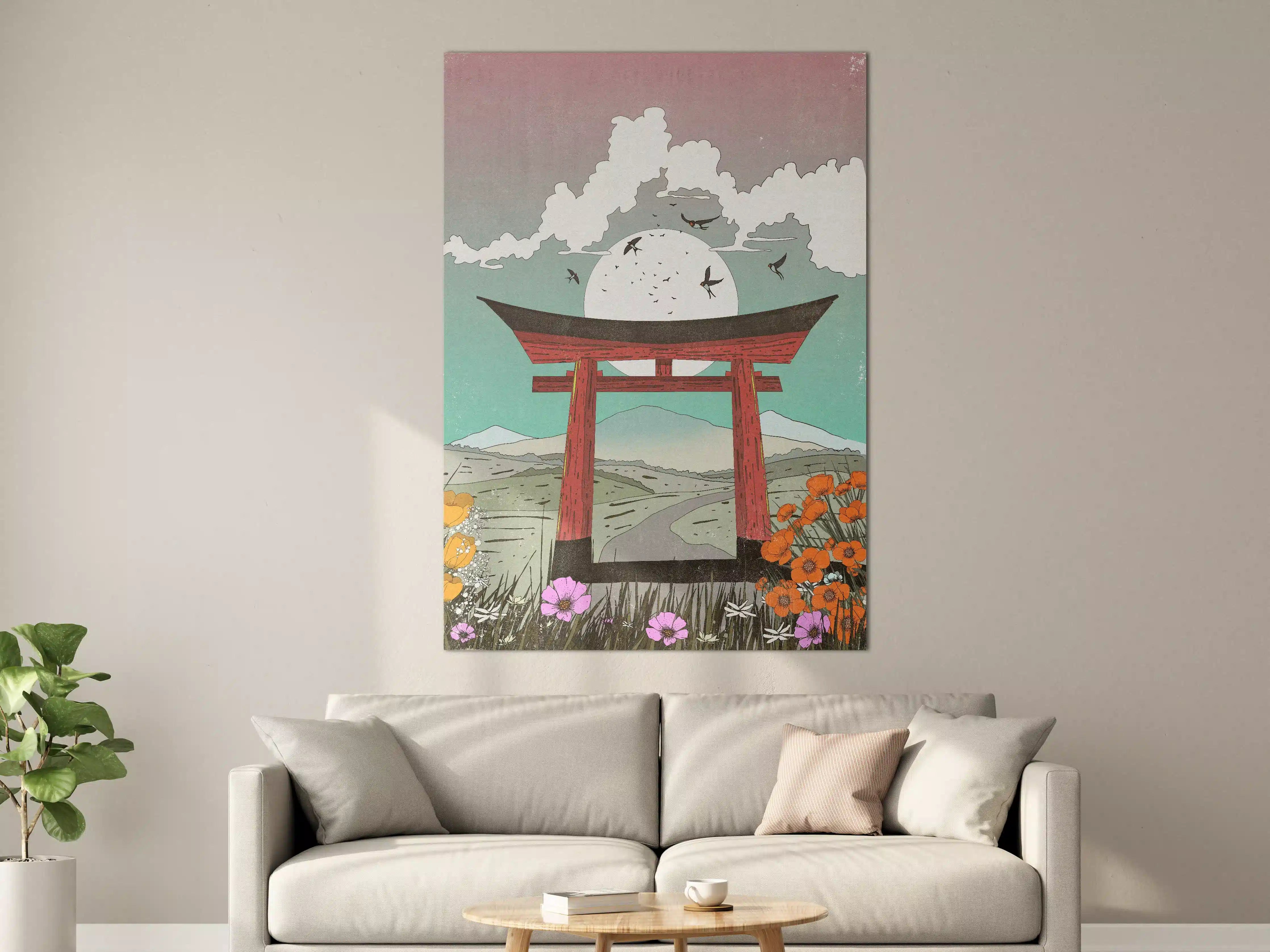 Große Wandbilder - Japanischer Torii im Sonnenuntergang