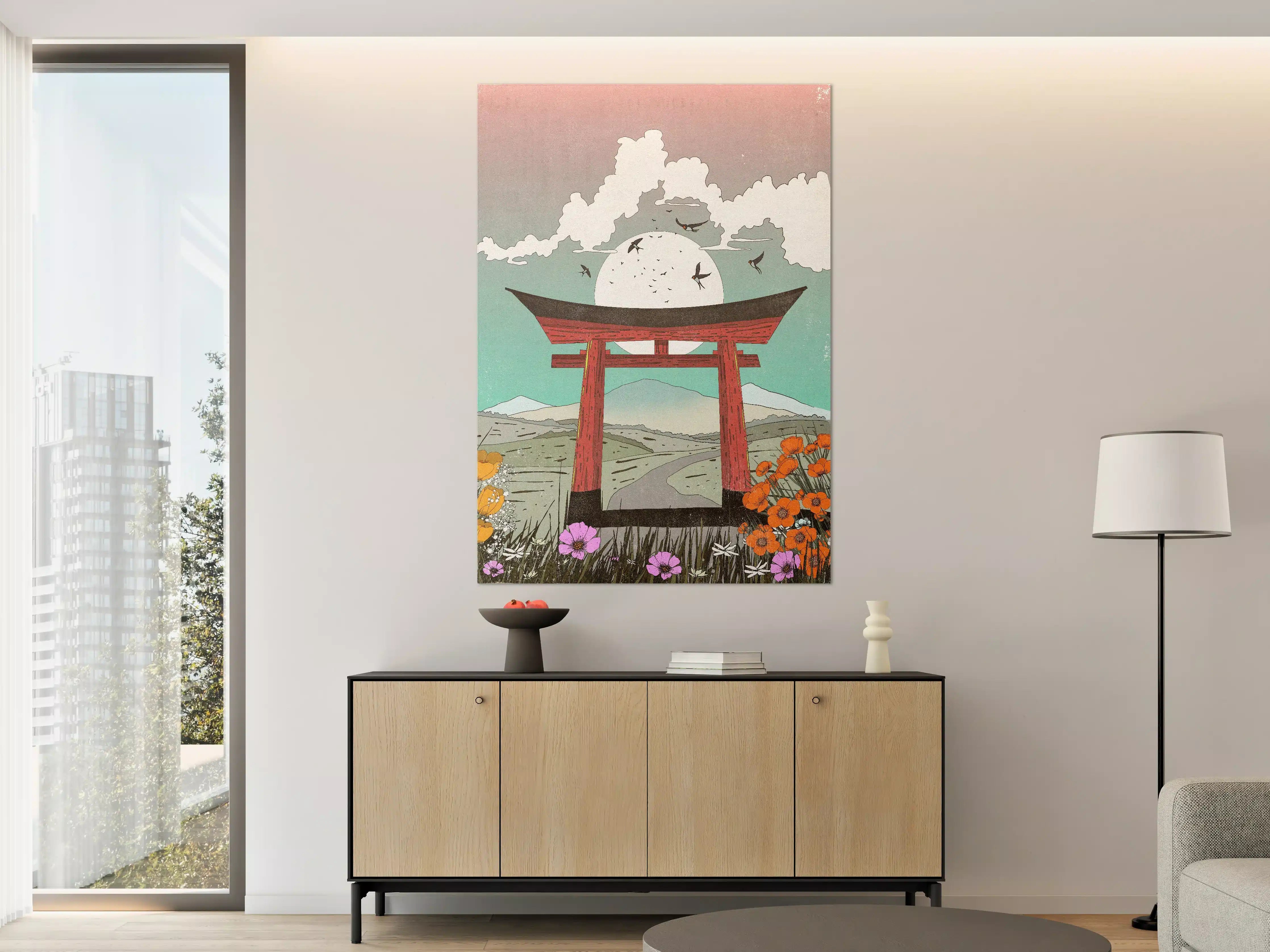 Große Wandbilder - Japanischer Torii im Sonnenuntergang
