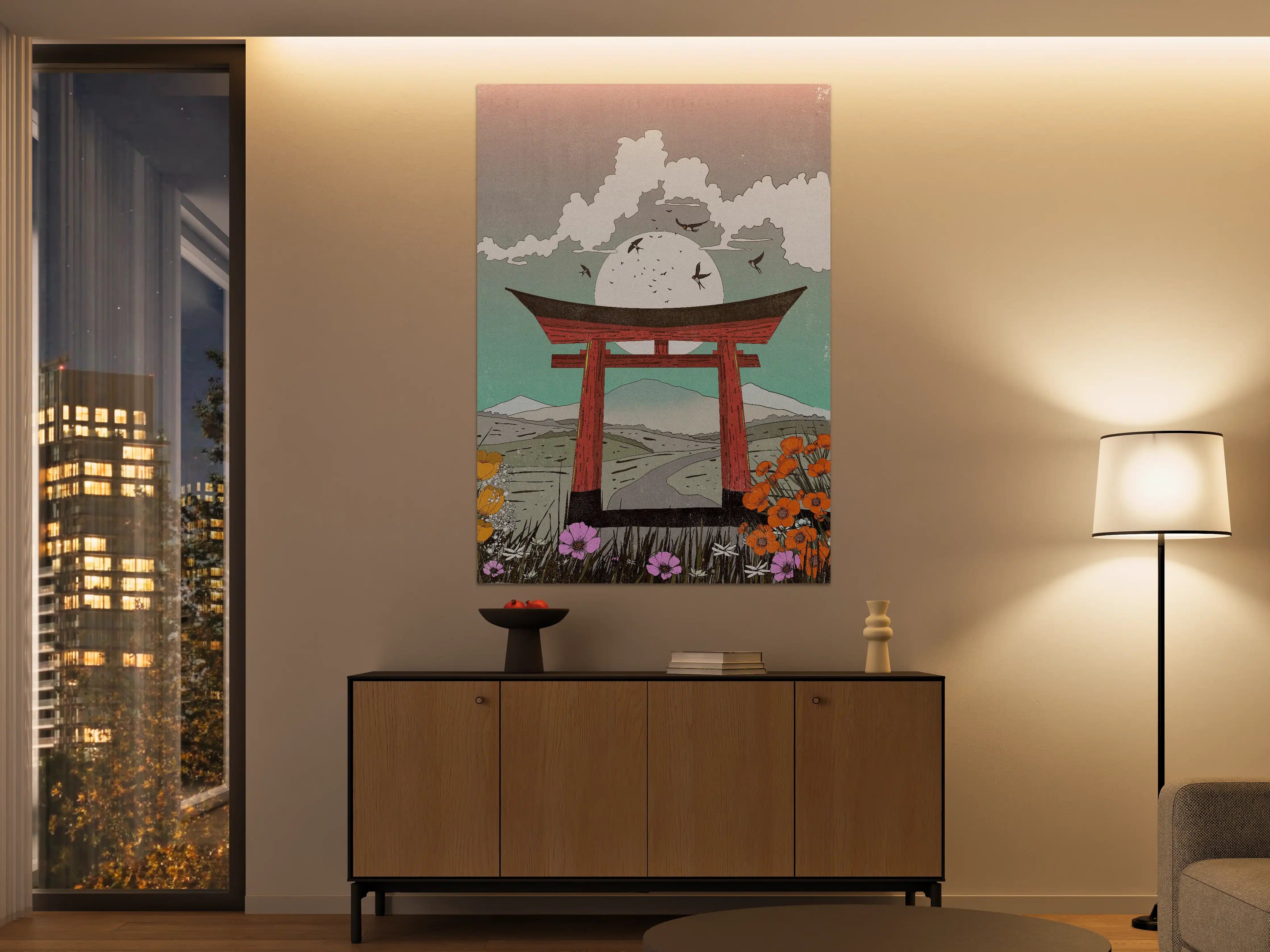 Große Wandbilder - Japanischer Torii im Sonnenuntergang